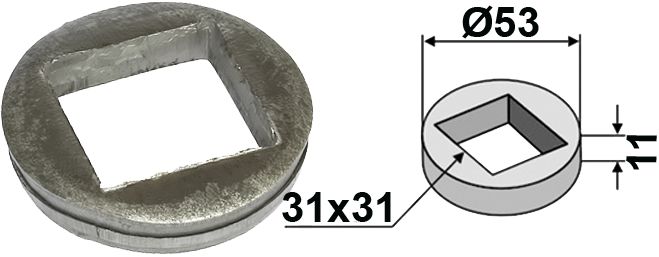 Industriehof Vorschweißring gerade, für Vierkantwellen 28 x 28/30 x 30 mm, 31-0071