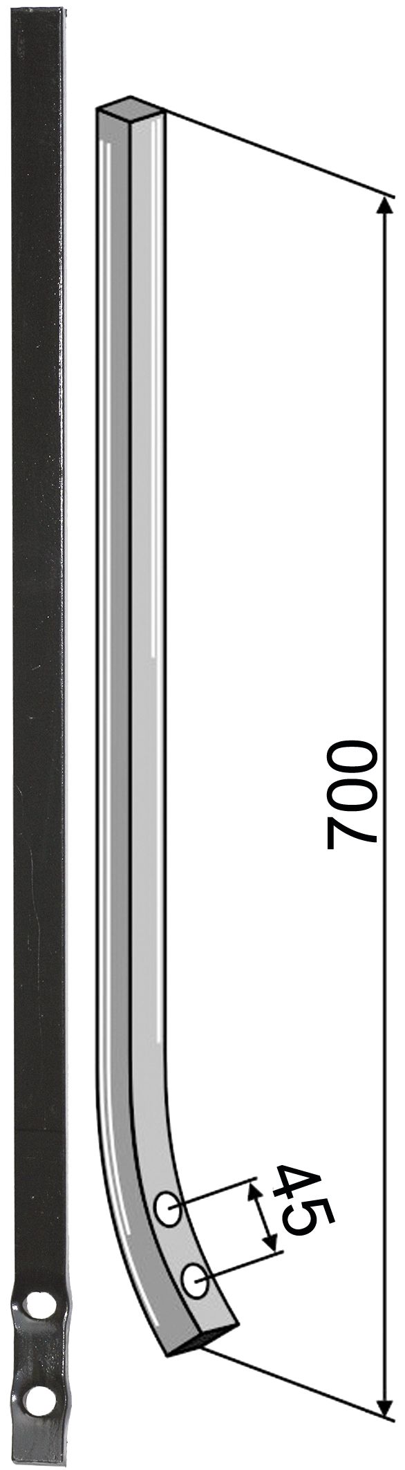 Industriehof Spurlockerzinken 700 x 25 x 25 mm ohne Schar, für universal, 10.304982