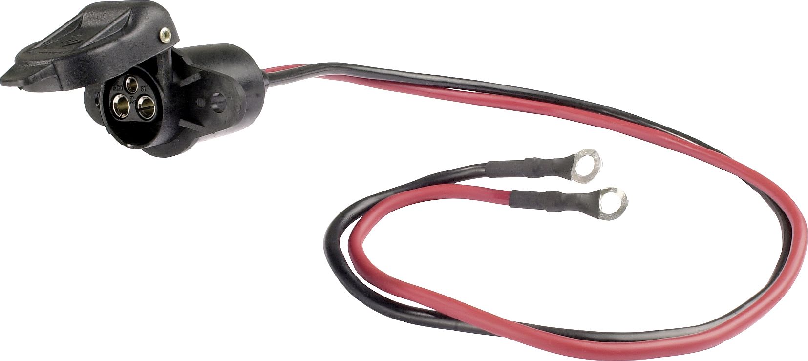 Herth + Buss Batteriensteckdose 3-polig, 6 – 24 V, Stromstärke max. 25 A, mit Anschlussleitung, mit Deckel, für Motorräder, 51 305 136