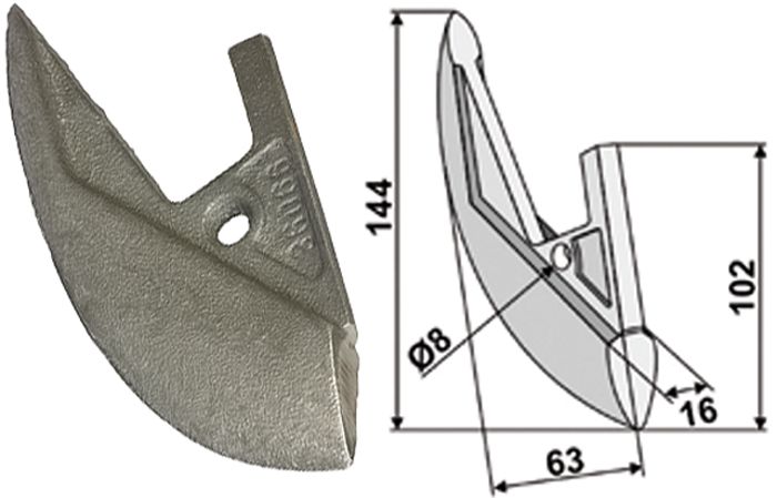 Industriehof Säschar, 16 x 144 x 63 mm, für Sämaschine Nordsten, 99.NR-02