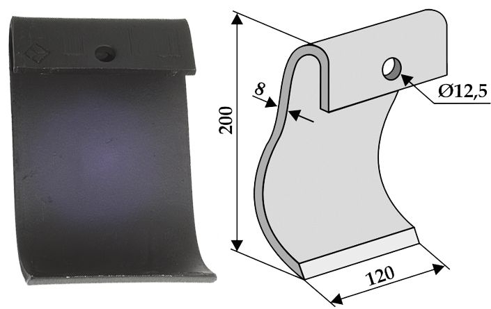 Industriehof Schlegelmesser 200 x 120 x 8 mm, für Mulcher Dücker, 63-DÜC-51