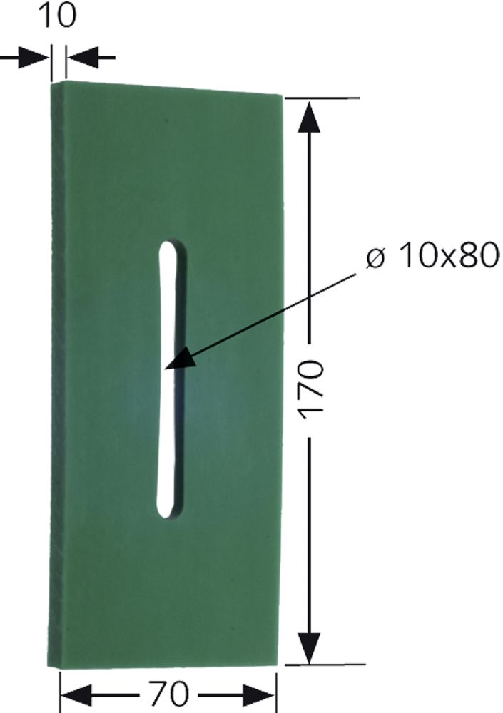 Greenflex Plastik-Abstreifer 170 x 70 mm, Bohrung L x B 80 x 10 mm für Rau Packerwalzen