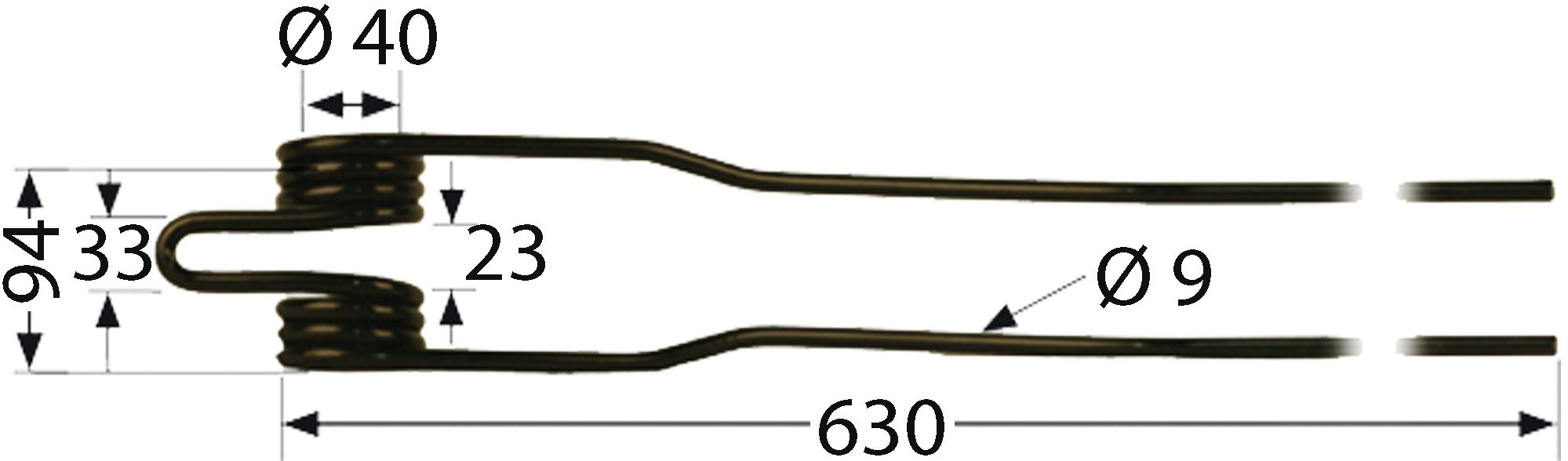 Schwaderzinken 630 x 94 x 9 mm für Schwader Deutz-Fahr, PZ Zweegers, Vicon