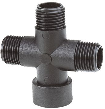 Agrotop 4-Wege-Anschluss, 90 °, G 1/2" IG BSP; G 1/2" AG BSP, mit Außen- und Innengewinde (AG/IG), 10730