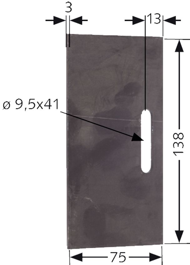 Industriehof Abstreifer 138 x 75 x 3 mm, Bohrung 41 x 9,5 mm für Lely Packerwalzen, 51-L109