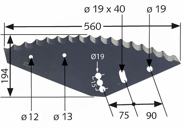 MWS Messer 560 x 194 x 5 mm halbrund, gezahnt, für Mischwagen Siloking, 30-0560-68-01-2