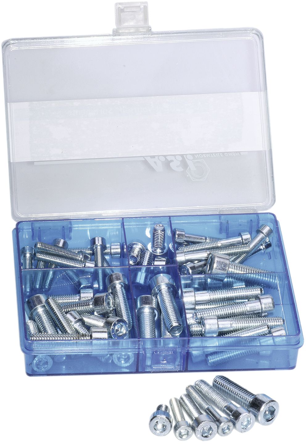 Innensechskantschrauben-Sortiment 53-teilig in Kunststoffbox, DIN 912, verzinkt