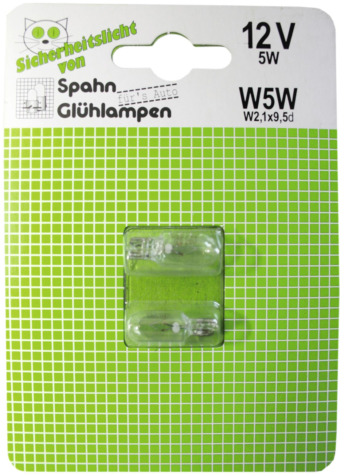 Glassockellampe 12 V, 5 W, W2,1x9,5d, in der Klarsichtpackung, 2 St.