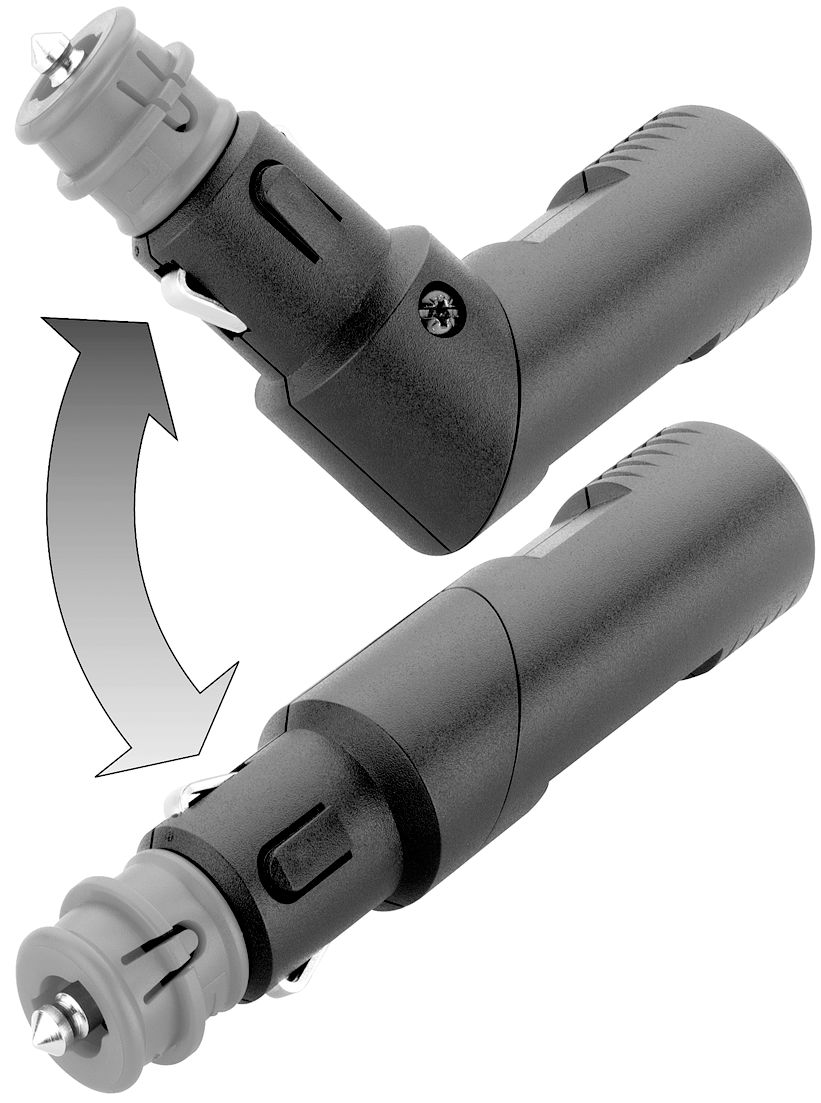 Herth + Buss Stecker 12 – 24 V, 1-polig, mit Buchse, Sicherung, Winkelgelenk, Zugentlastung, 51 306 068