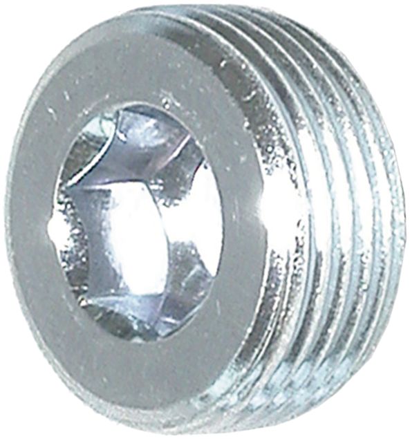 Verschlussschraube R 1/2"-14 AG BSPT, 10 mm, DIN 906, zöllig, kegelig, Innensechskant, Einschraubzapfen Form C (DIN 3852)