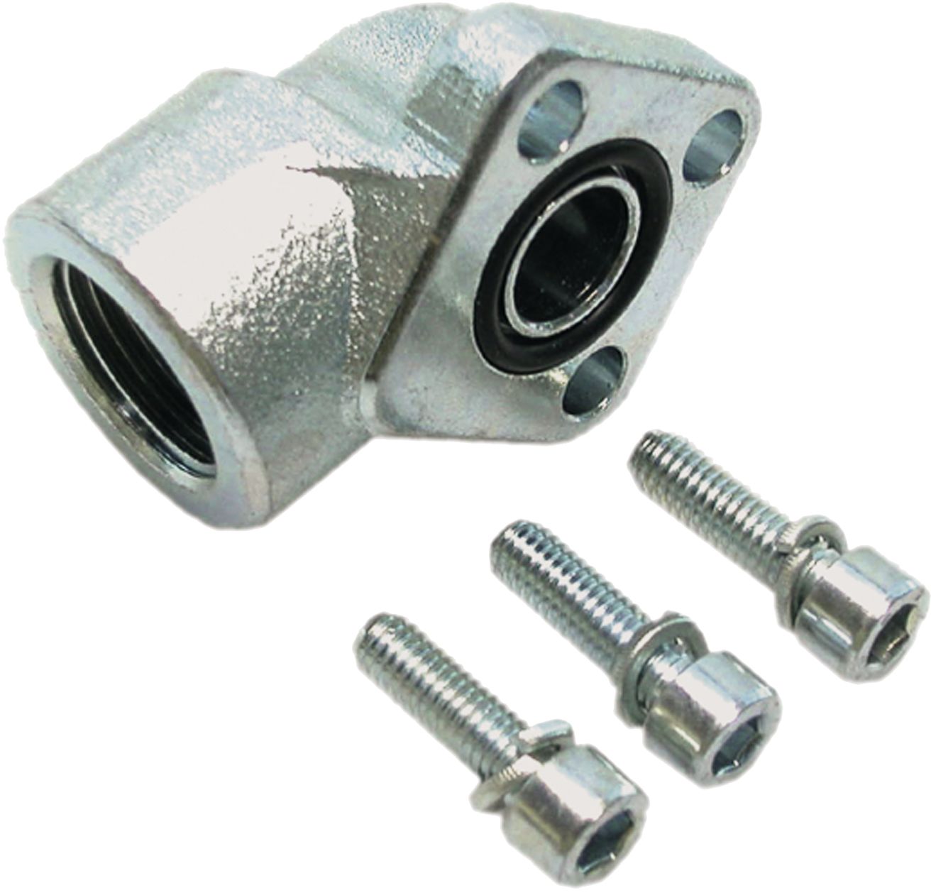 Flanschverschraubung "WFV-IG", LK 56 mm, G 1"-11 IG BSPP, abgewinkelt