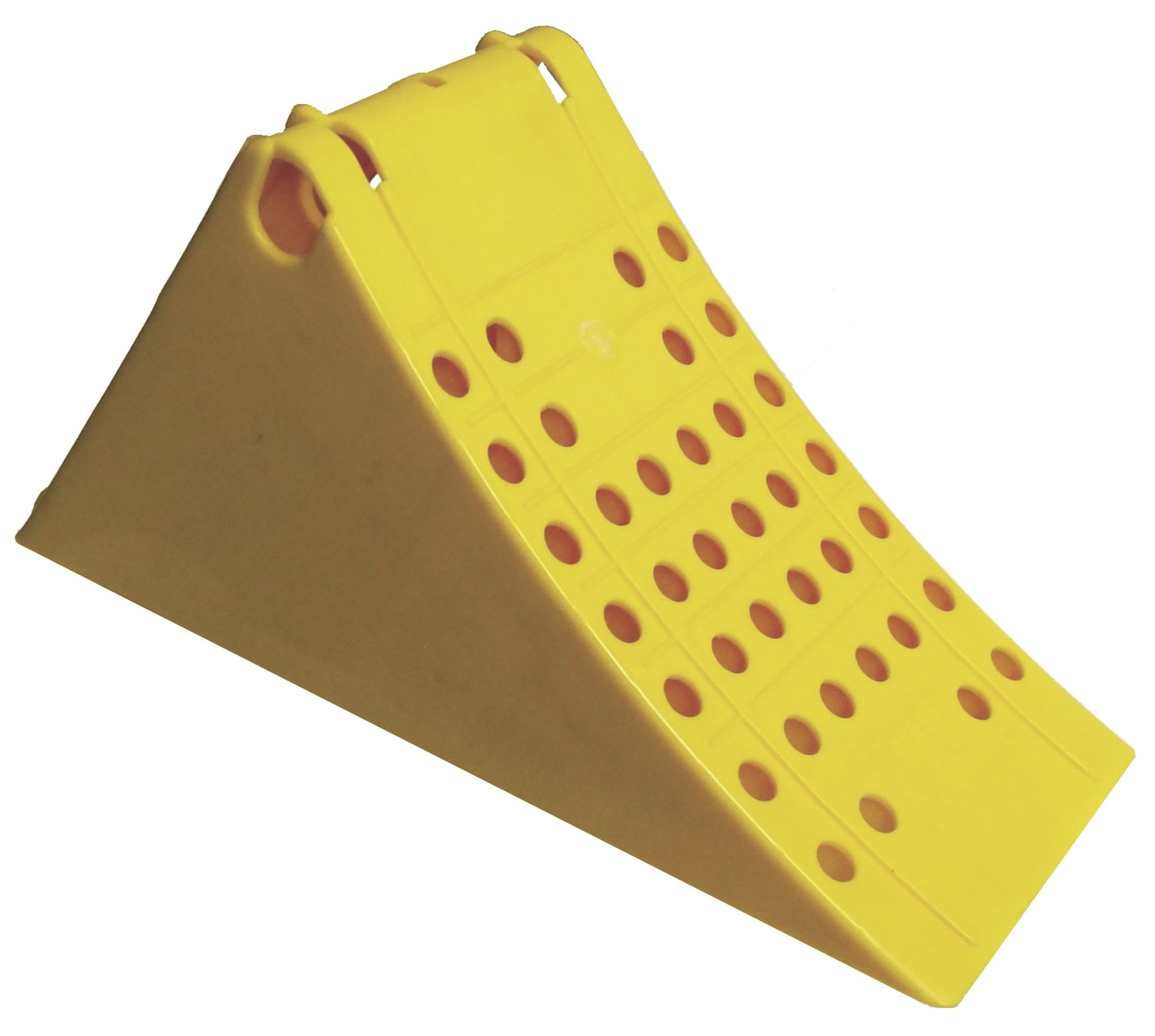 TRAILER POOL Unterlegkeil "G46" L x B x H: 385 x 160 x 198 mm, Radius 460 mm, Kunststoff gelb, ohne Halter, DIN 76051-46, 010 100 115