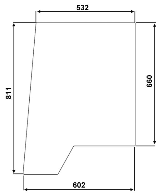 Türscheibe, klar, oben links/rechts, für Case IH 440, 540, 640, 740, 840, 940, Kabine Silent 40; Combi Cab 9615