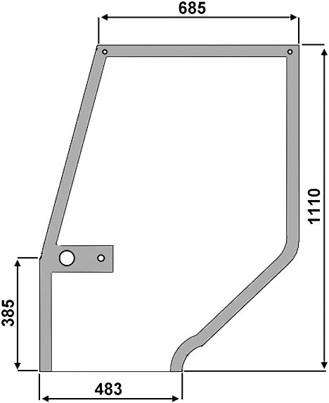 Türscheibe, grün, links, Siebdruck, für Case IH 5000