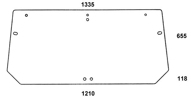 Heckscheibe grün, oben, 4-Loch-Befestigung, oben, für Traktor Case IH, New Holland, Steyr