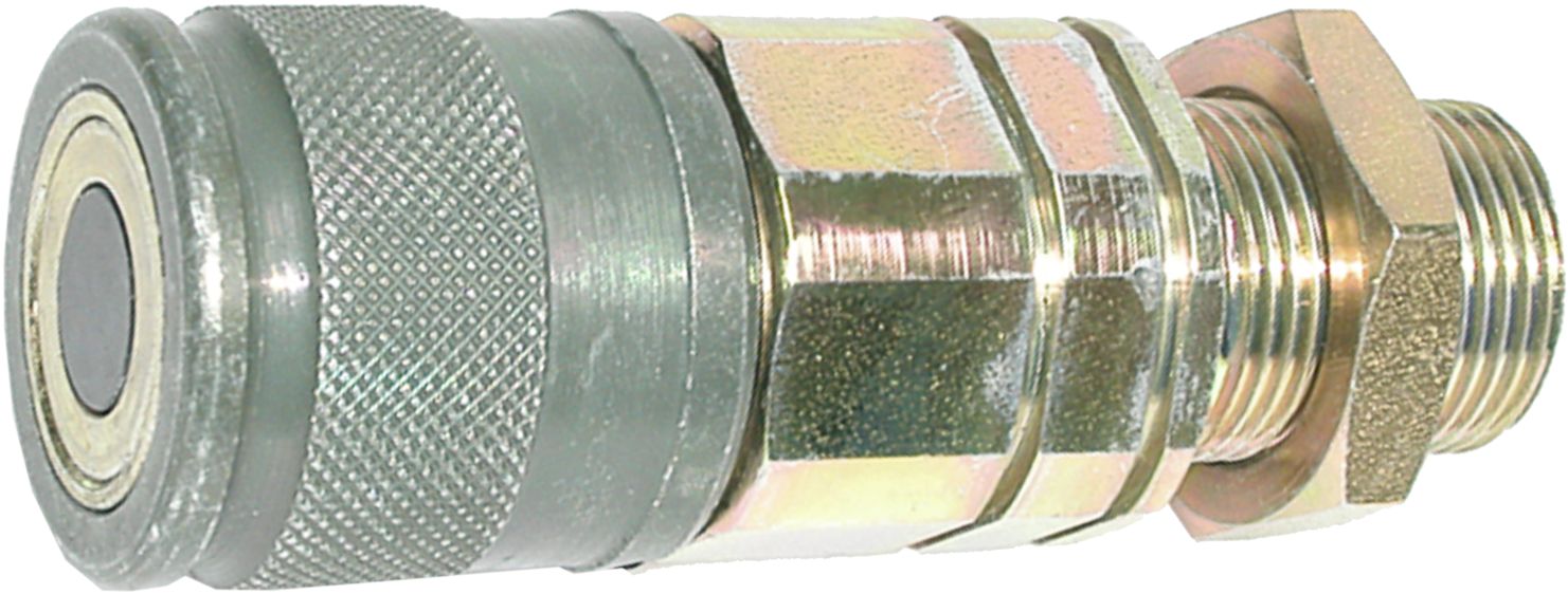 Kupplungsmuffe "FF" flachdichtend, Dichtungen Perbunan, leicht, BG 04, M 26 x 1,5 AG, RA L 18