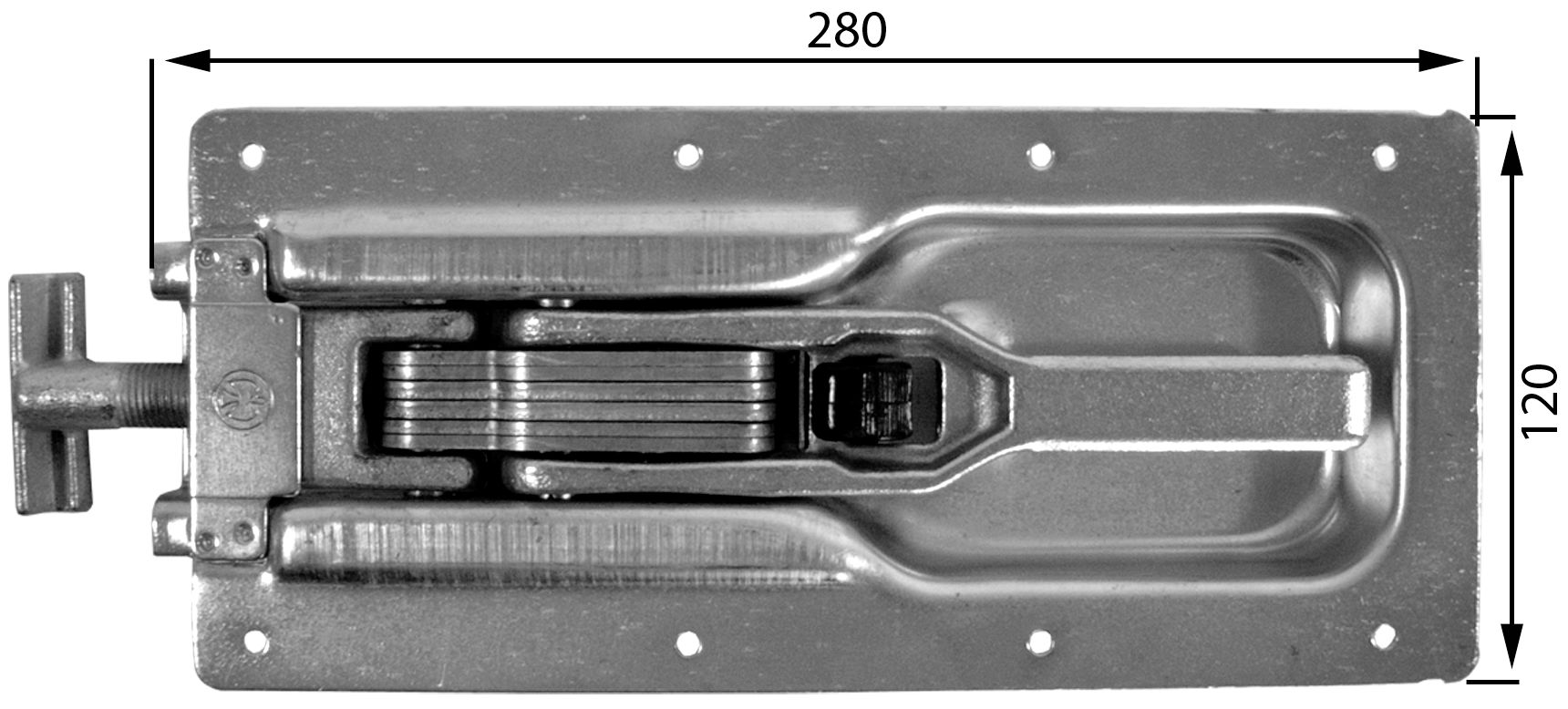 Einbau-Riegel-Spannverschluss, "681 S", 280 x 120 mm, verstellbar, verzinkt