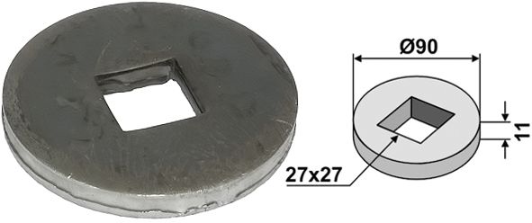 Industriehof Vorschweißring gerade, für Vierkantwelle 26 x 26 mm, 31-0070