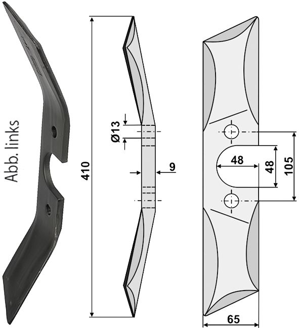 Industriehof Rollspatenmesser rechts Bohrung 13 mm für , 31-430RR