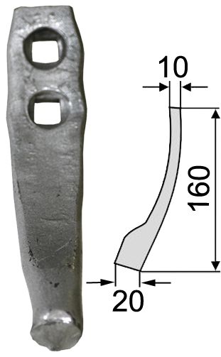 Industriehof Spurlockererschar 160 x 20 x 10 mm für Spurlockerzinken universal, 1.10.411