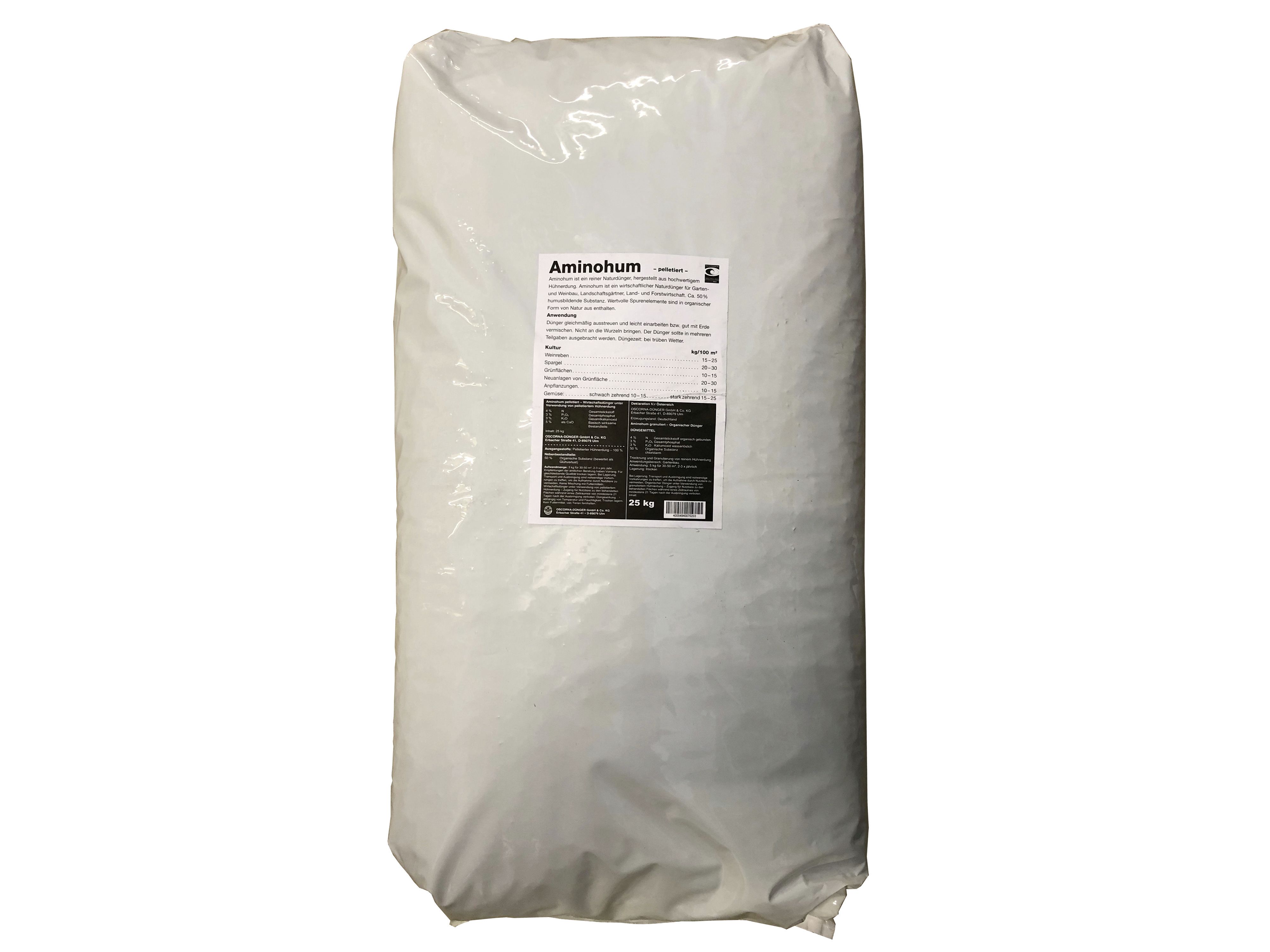 Oscorna Aminohum Hühnerdünger pelletierter NPK 4+3+3 25 kg Sack Pellet
