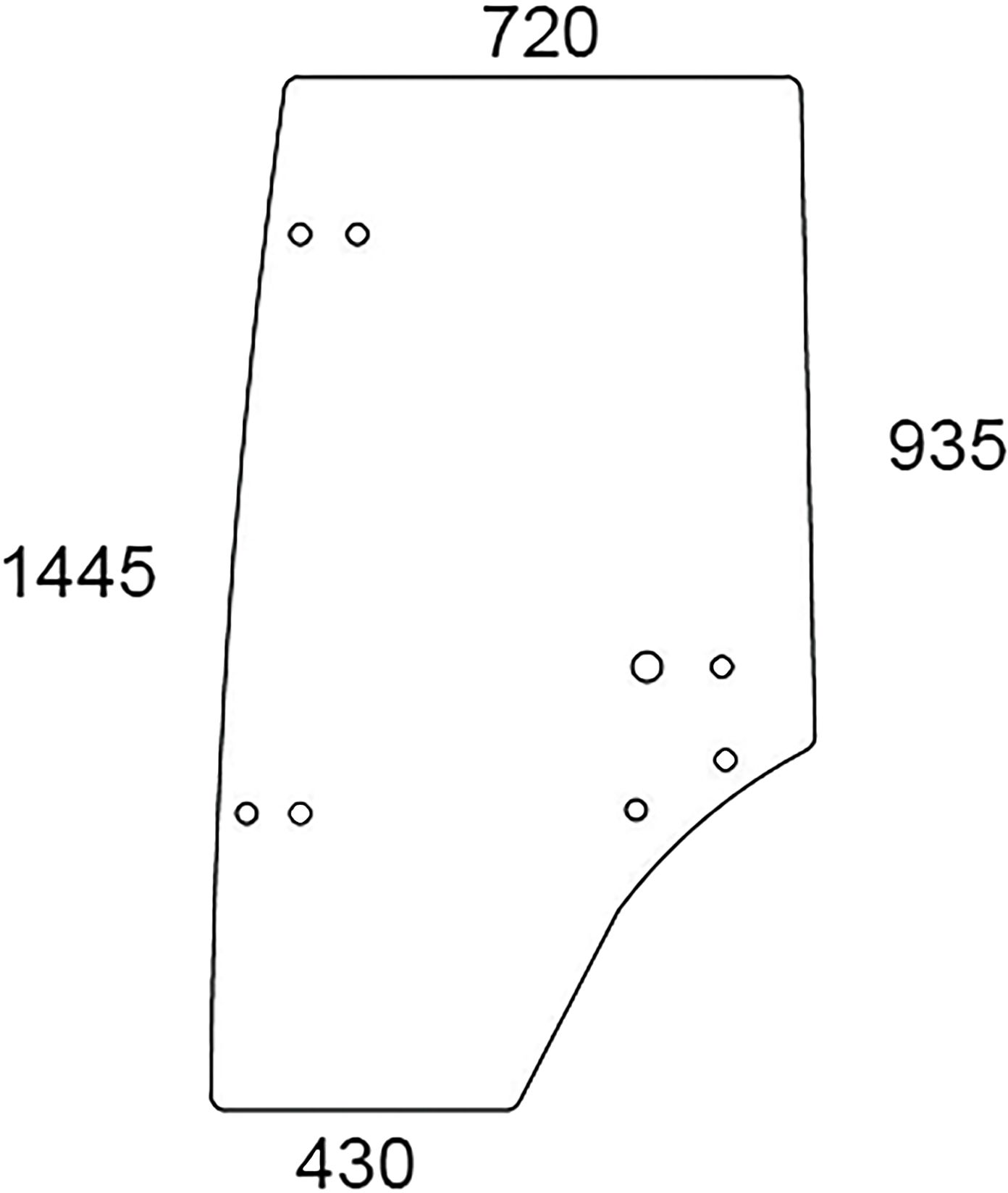 Türscheibe, grün, links, für Deutz-Fahr Agrotrac 100, 110, 130, 150, 610, 620