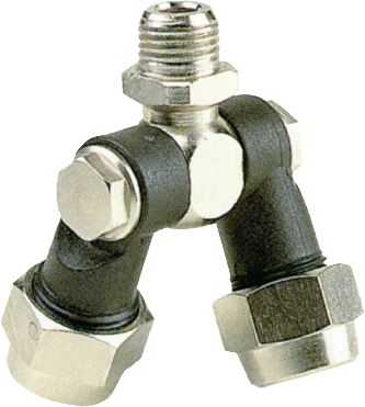 Agrotop Düsenhalter für 2 Düsen, G 1/4" AG (Eingang); 3/8" AG (Düsenanschluss), mit Drehgelenk, Messing; Kunststoff, 12666