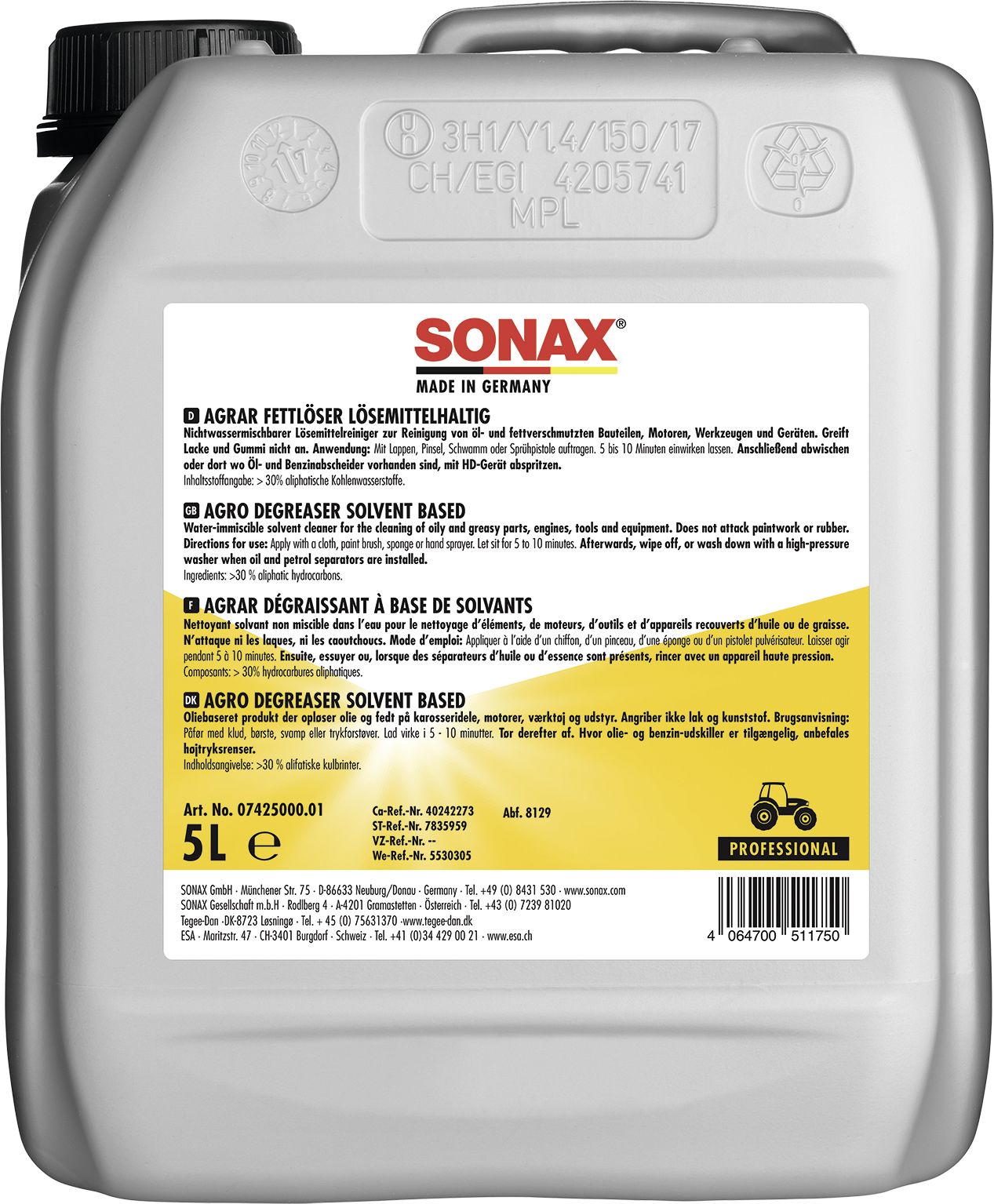 Sonax Öl- und Fettlöser "Agrar" 5 l, 07425000