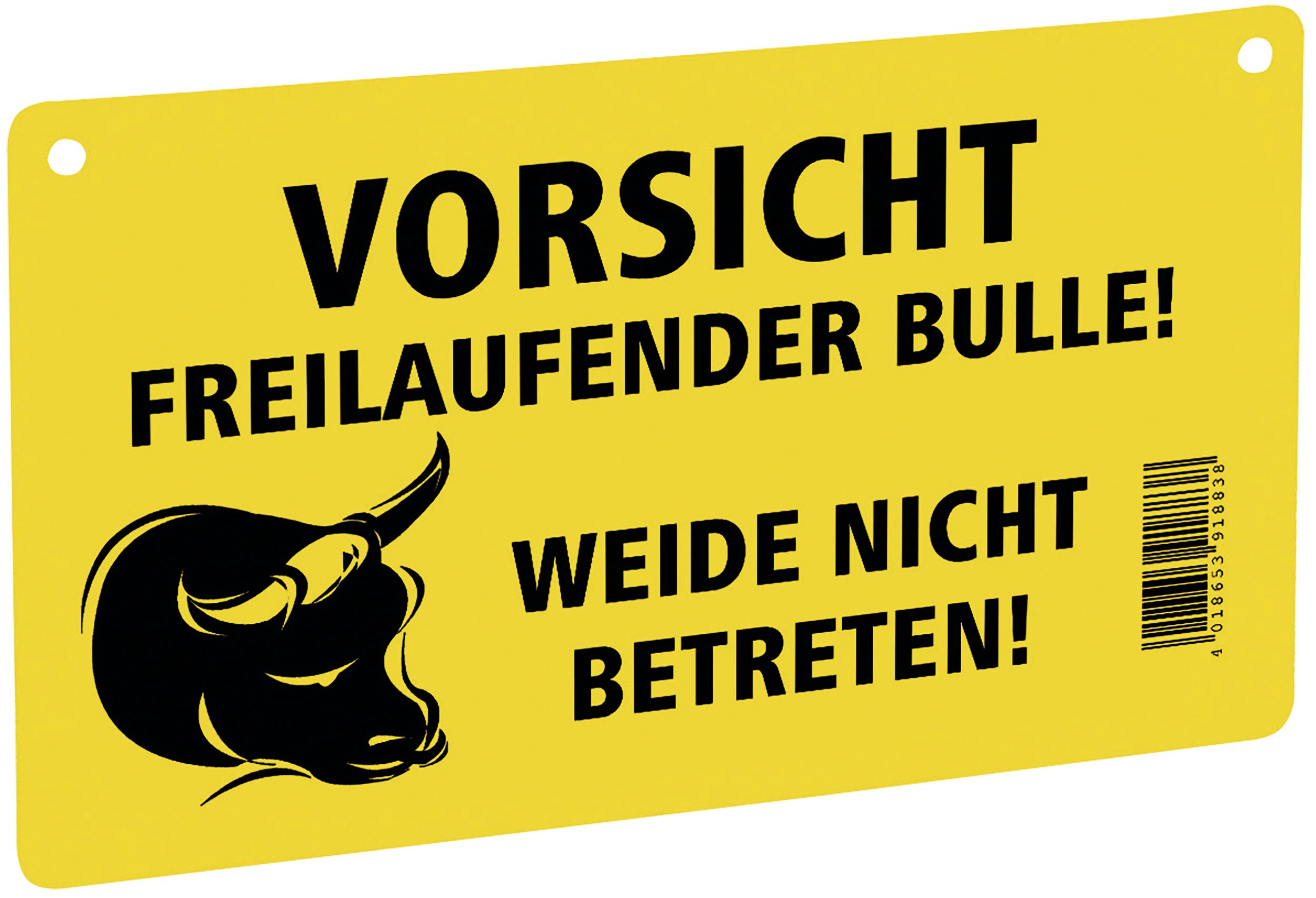 KERBL Warnschild "Vorsicht freilaufender Bulle - Weide nicht betreten", Kunststoff, 446510