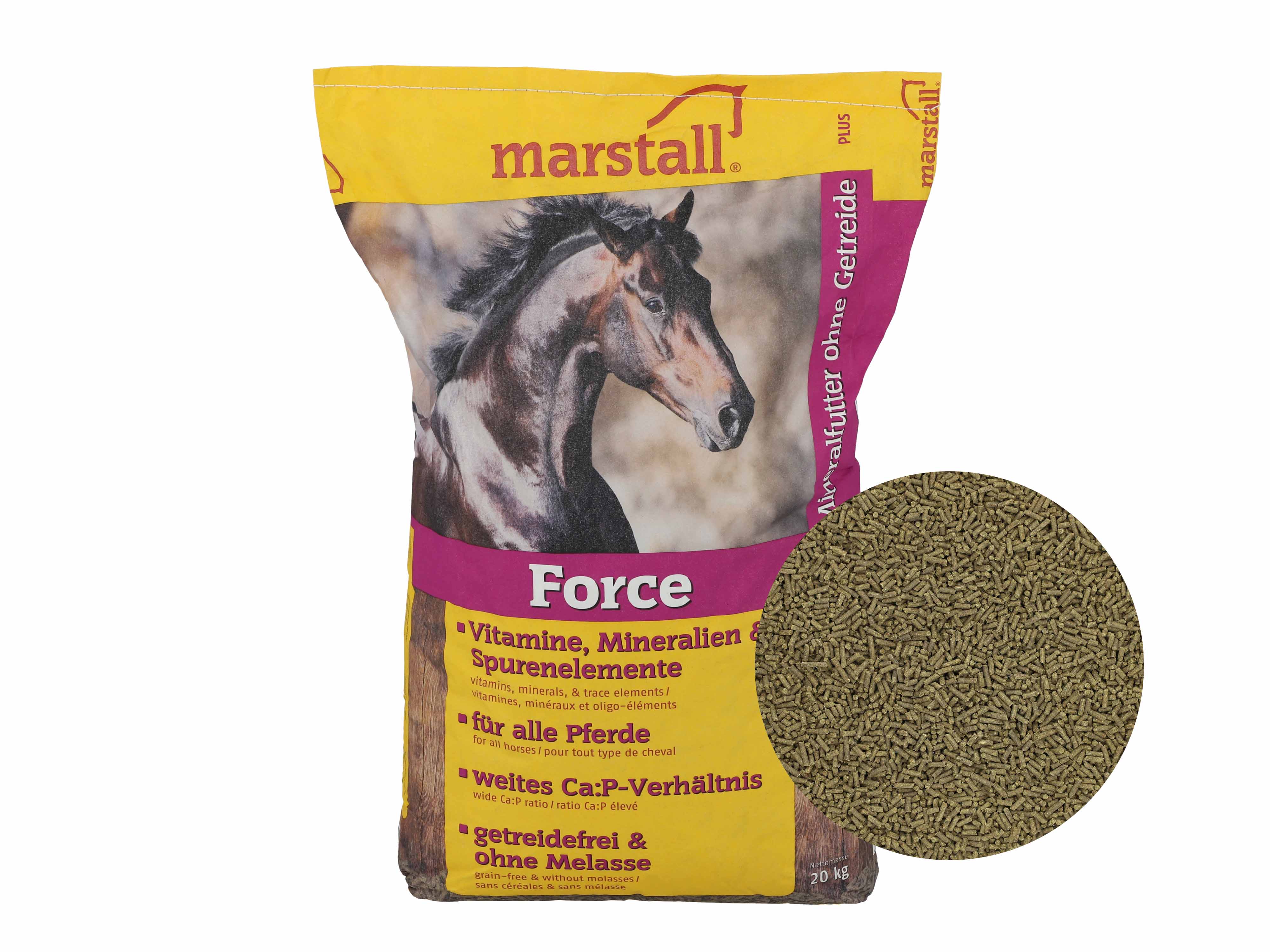 marstall Force getreide- und melassefreies Mineralfutter für Pferde 20 kg Sack