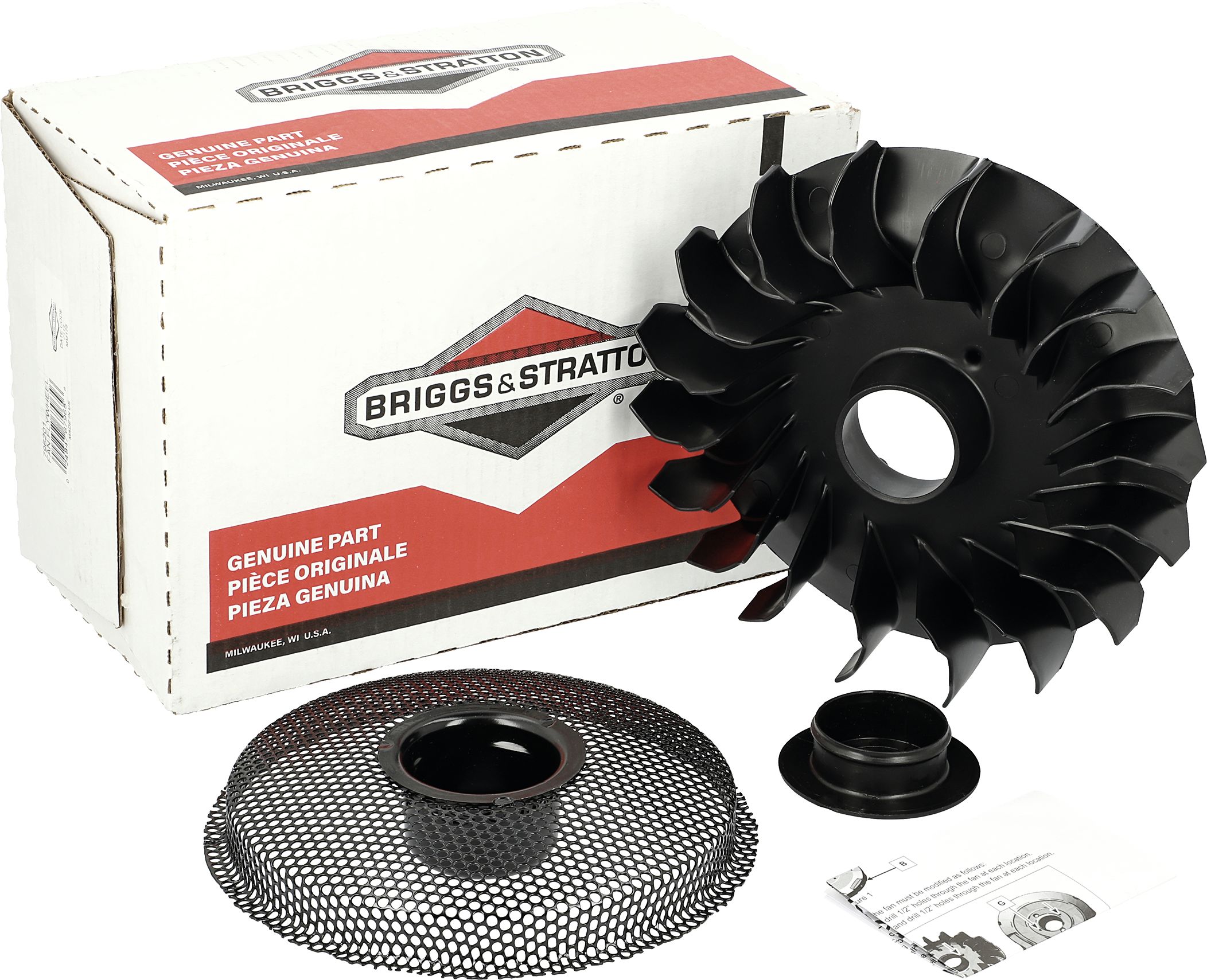 Briggs & Stratton Lüfterrad Ø 210 mm; 230 mm, Aufnahme 45 mm; 51 mm, inkl. Schutzgitter und Abdeckung, für Motor Serie 28, 31