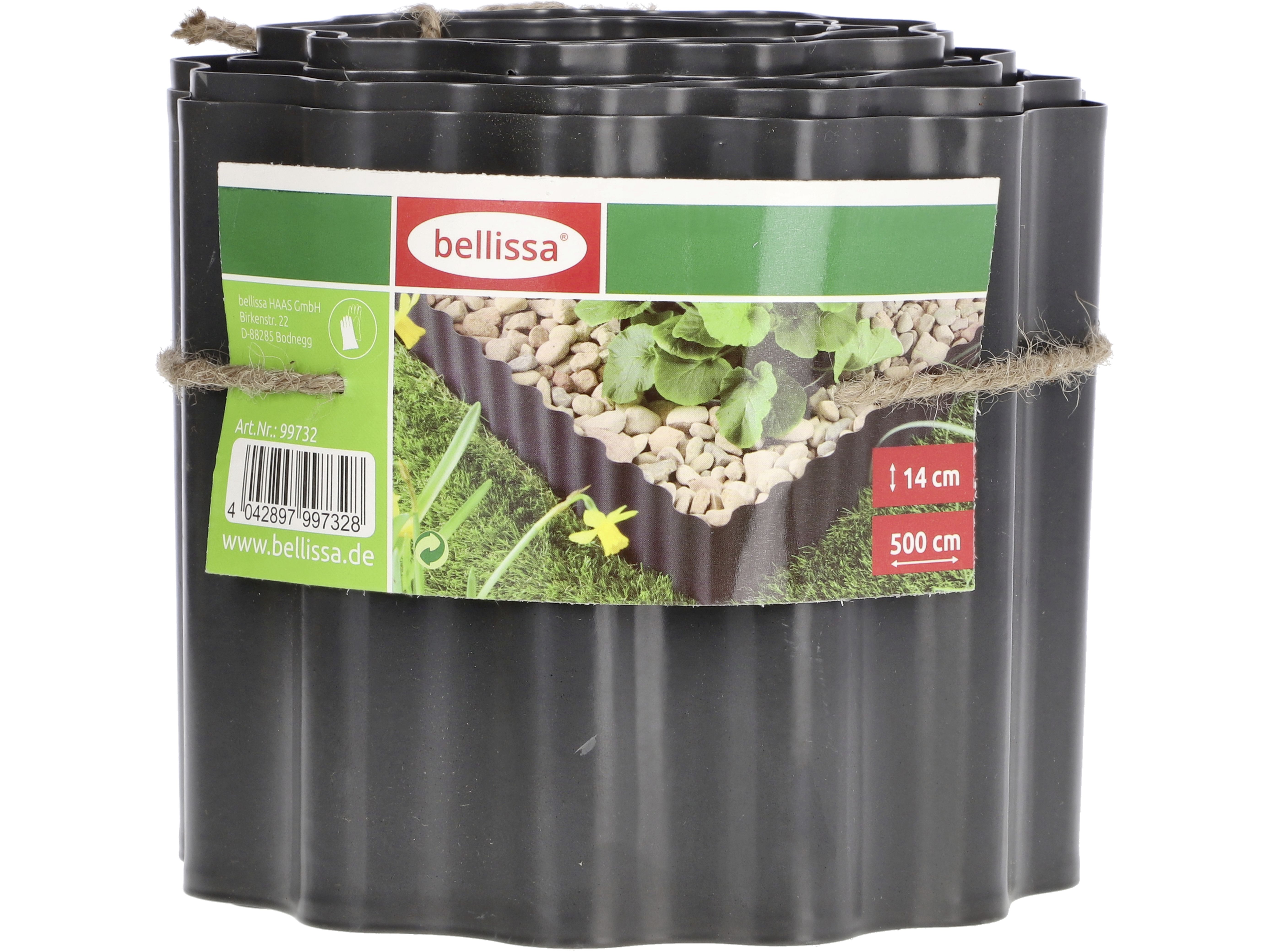 bellissa Rasenkantenband Welle Stahlblech anthrazit 500 x 14 cm
