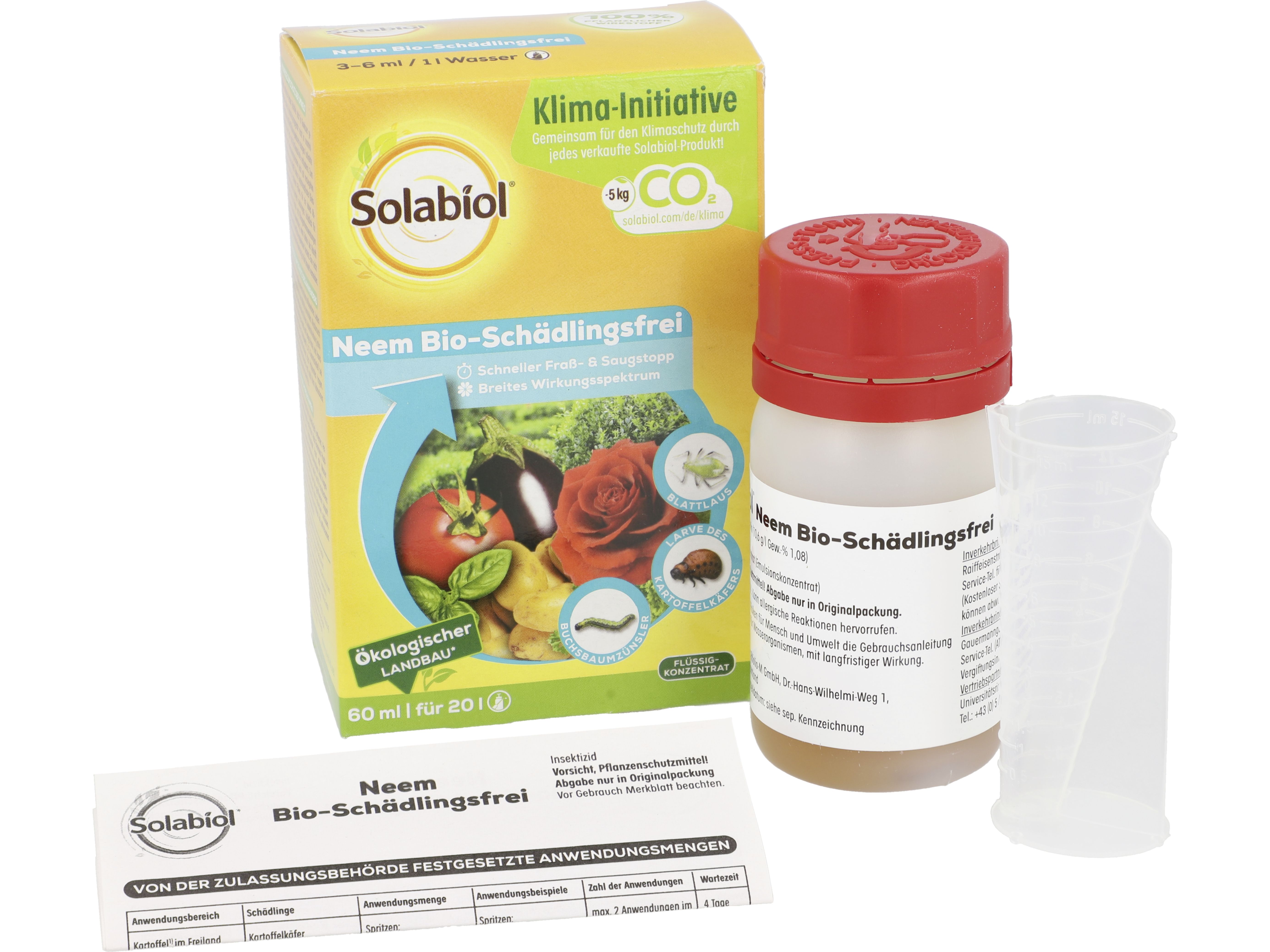 Solabiol Neem Bio-Schädlingsfrei 60 ml Schädlingsbekämpfung an Zierpflanzen, Kräutern, Kartoffeln und Gemüse