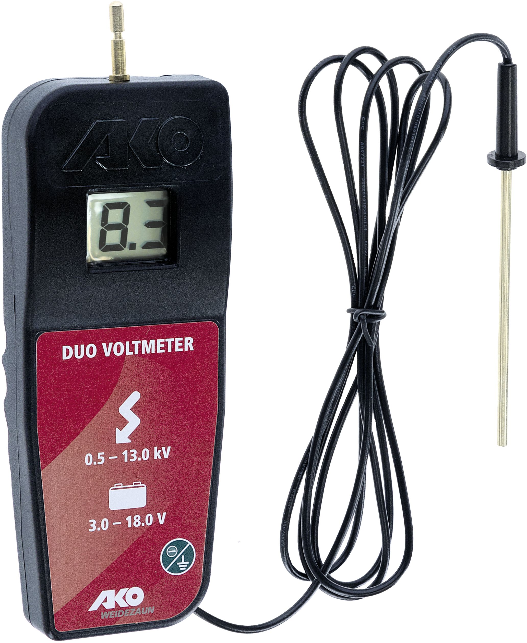 Ako Weidezaunprüfer "Digital-Duo-Volmeter" Messbereich Zaunspannung 500 bis 13.500 V; Batteriespannung 3 bis 18 V, 442328