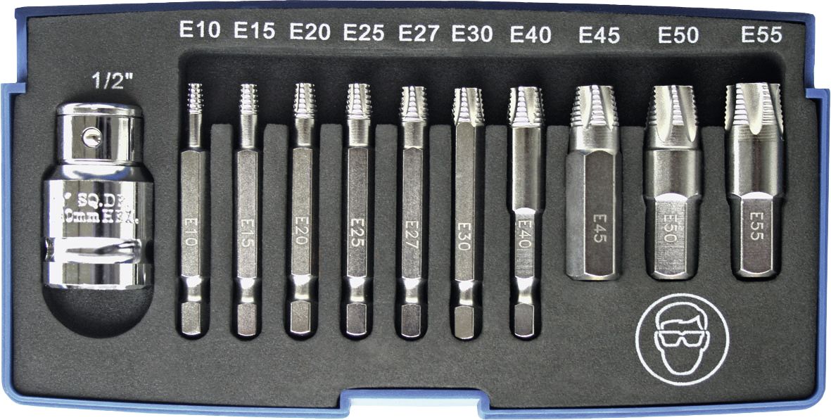 KUNZER Schraubenausdrehersatz TX-Innensechskant, 11-teilig, CrV (Chrom-Vanadium-Stahl), 7TXSA11