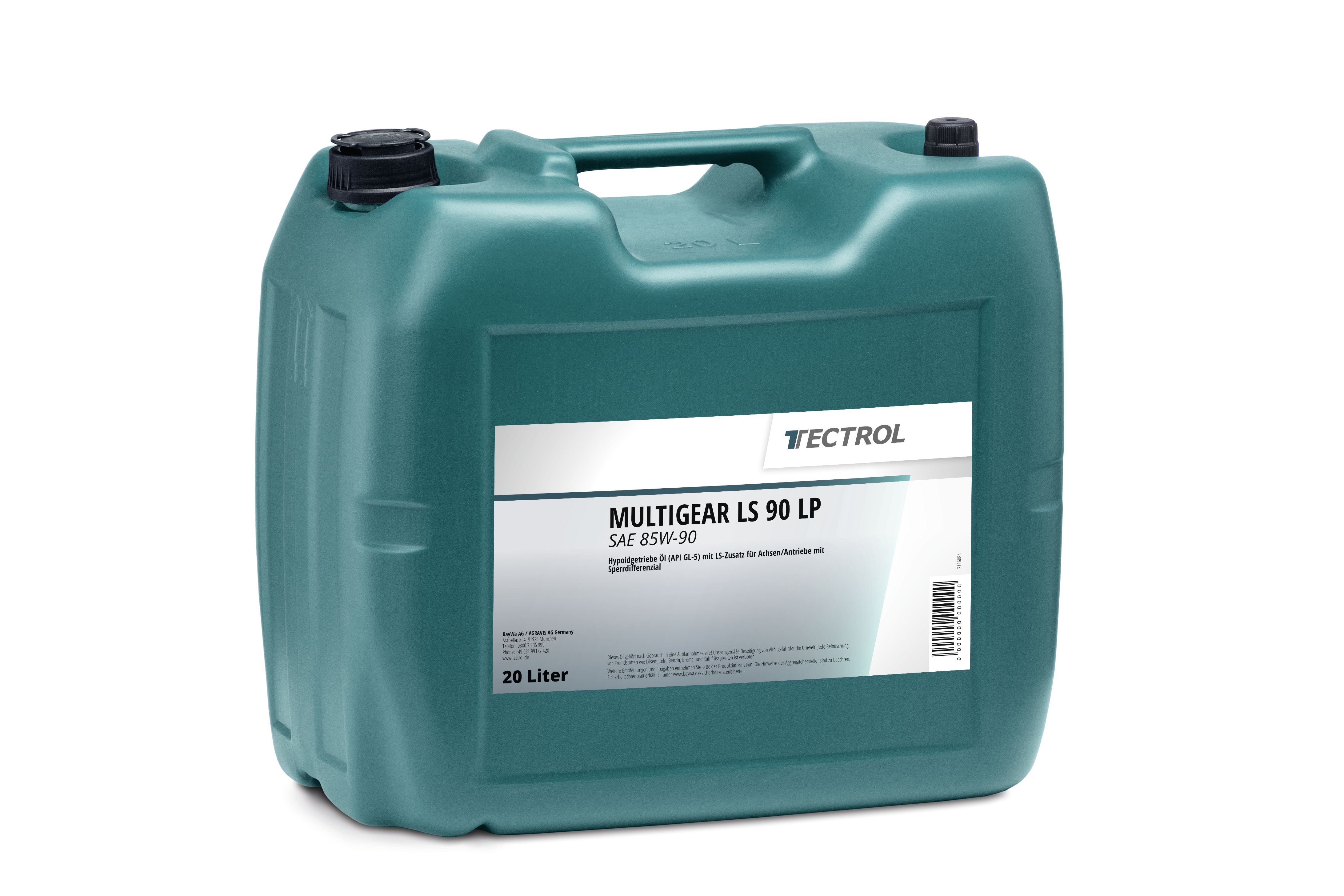 TECTROL MULTIGEAR LS 90 LP 20 l Kanister SAE 85W-90 Hypoidgetriebe Öl (API GL-5) mit LS-Zusatz für Achsen/Antriebe mit Sperrdifferenzial