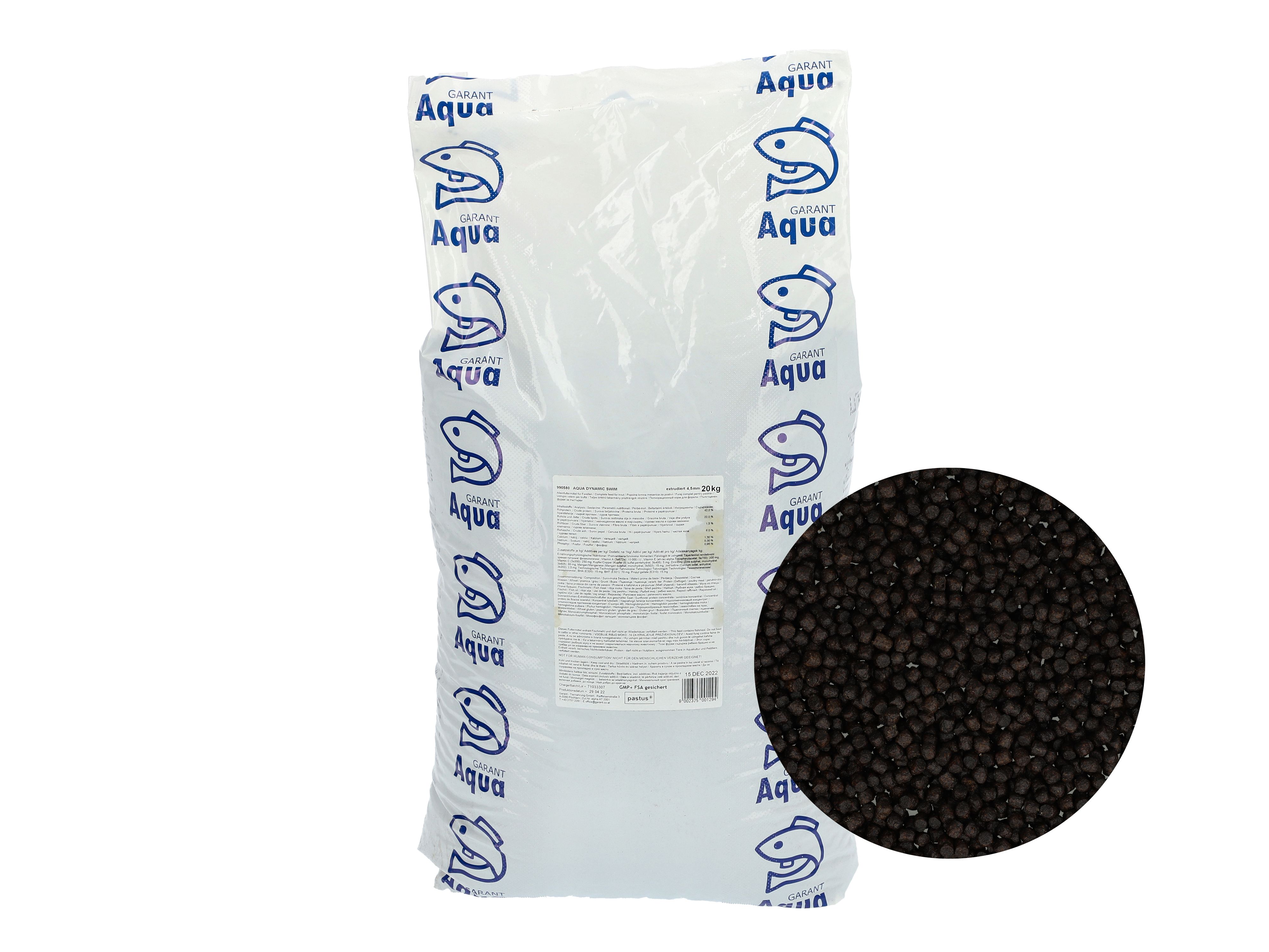 Aqua Dynamic Swim Fischfutter Forellenfutter 4,5 mm Extrudat 20 kg Sack
