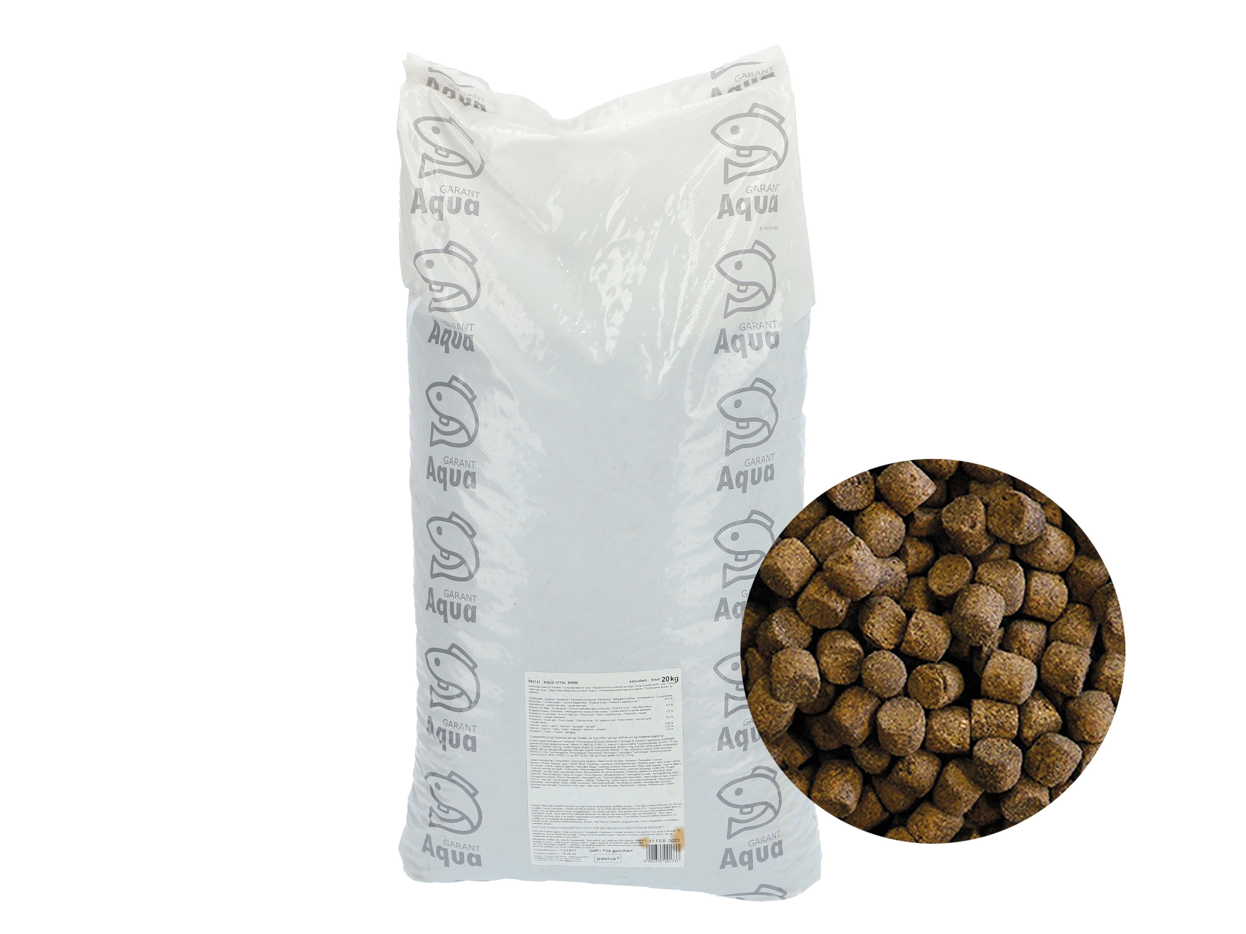 Aqua Vital Swim Fischfutter Karpfenfutter Koifutter 2,5 mm Pellet 20 kg Sack