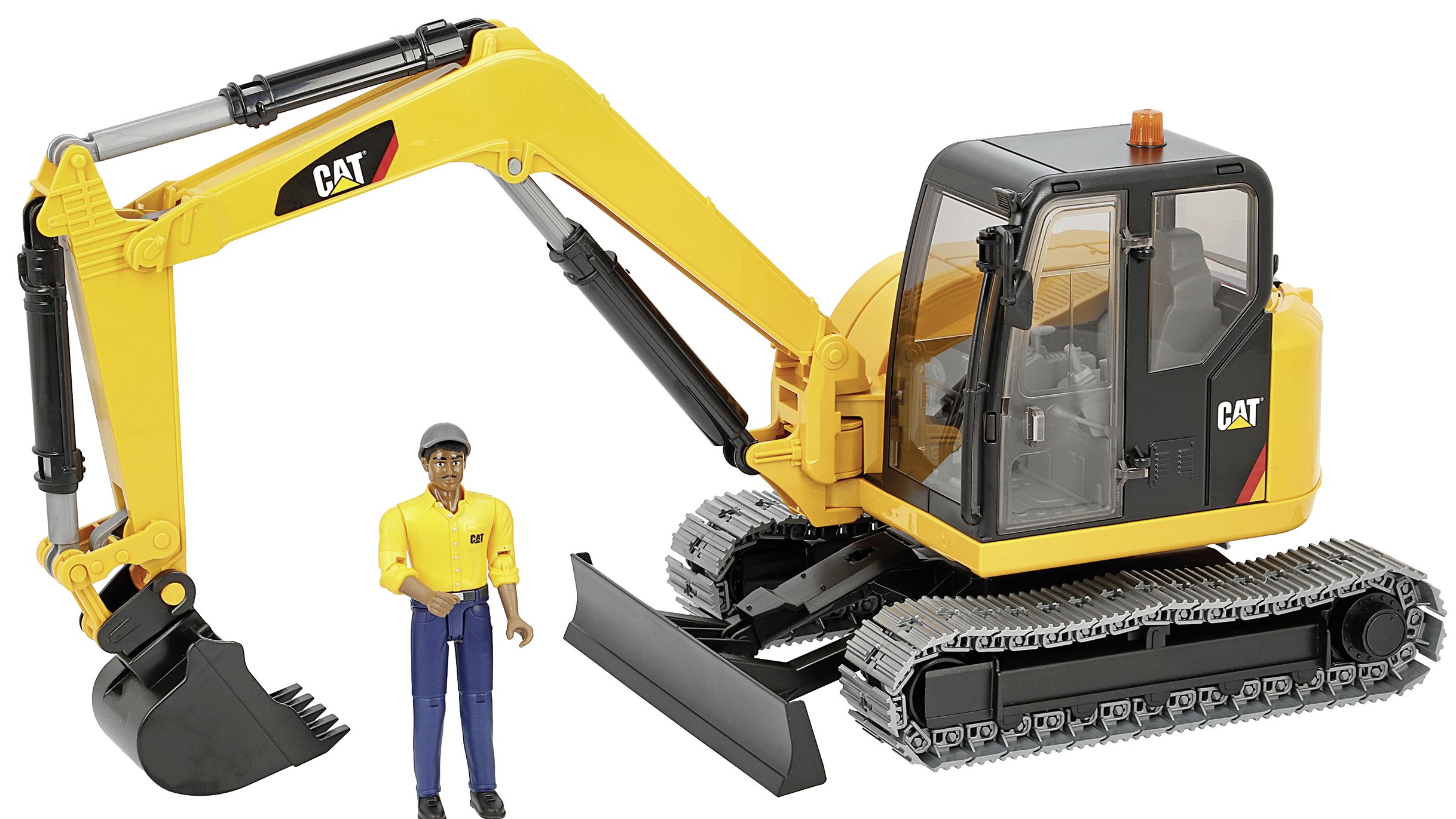 Bruder Modell "CAT Minibagger" mit Bauarbeiter 1:16, 02466