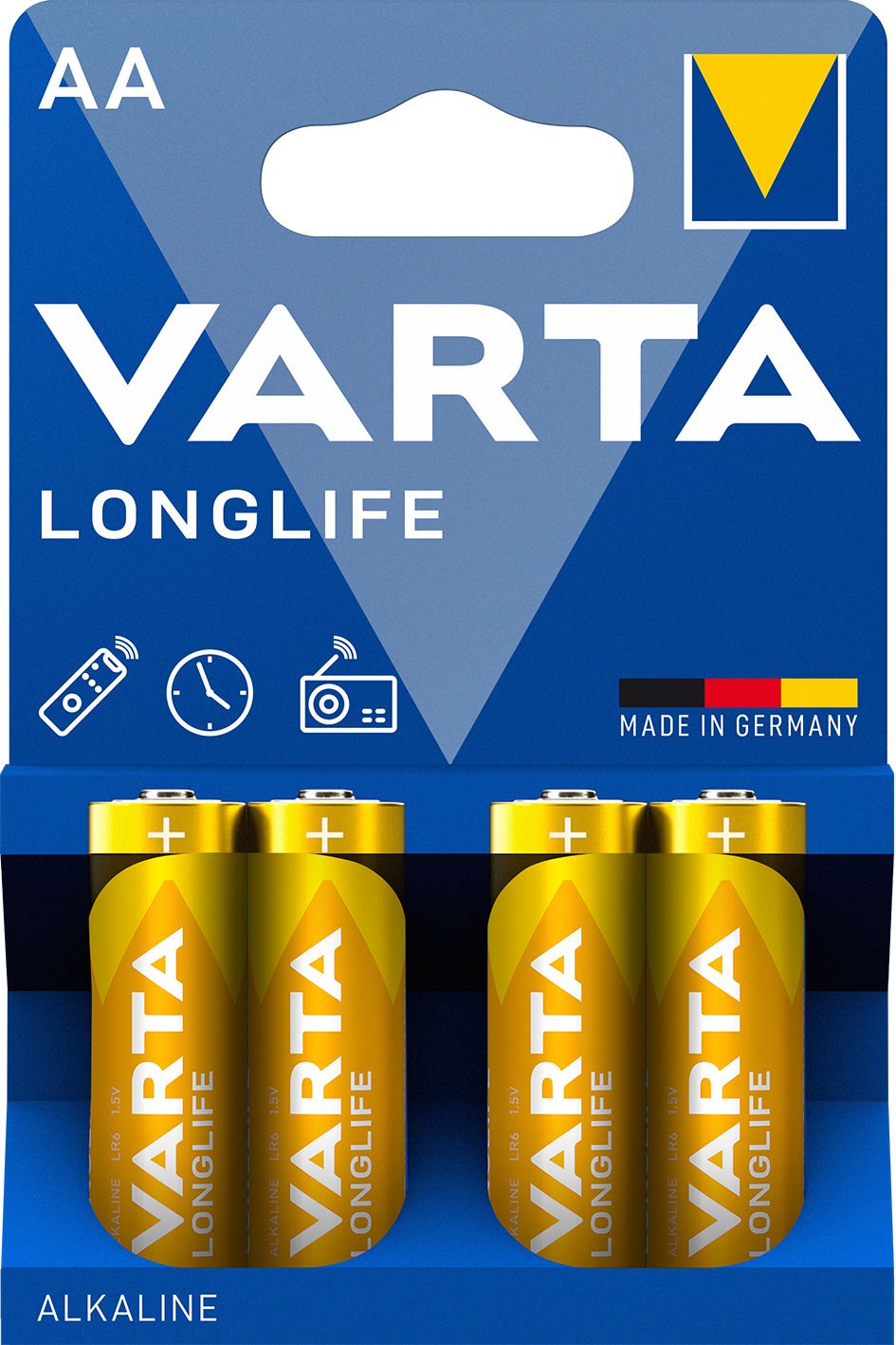 VARTA Batterie Alkaline Longlife AA; Mignon; LR6 1,5 V/1.300 mAh, 4 St. Blister,