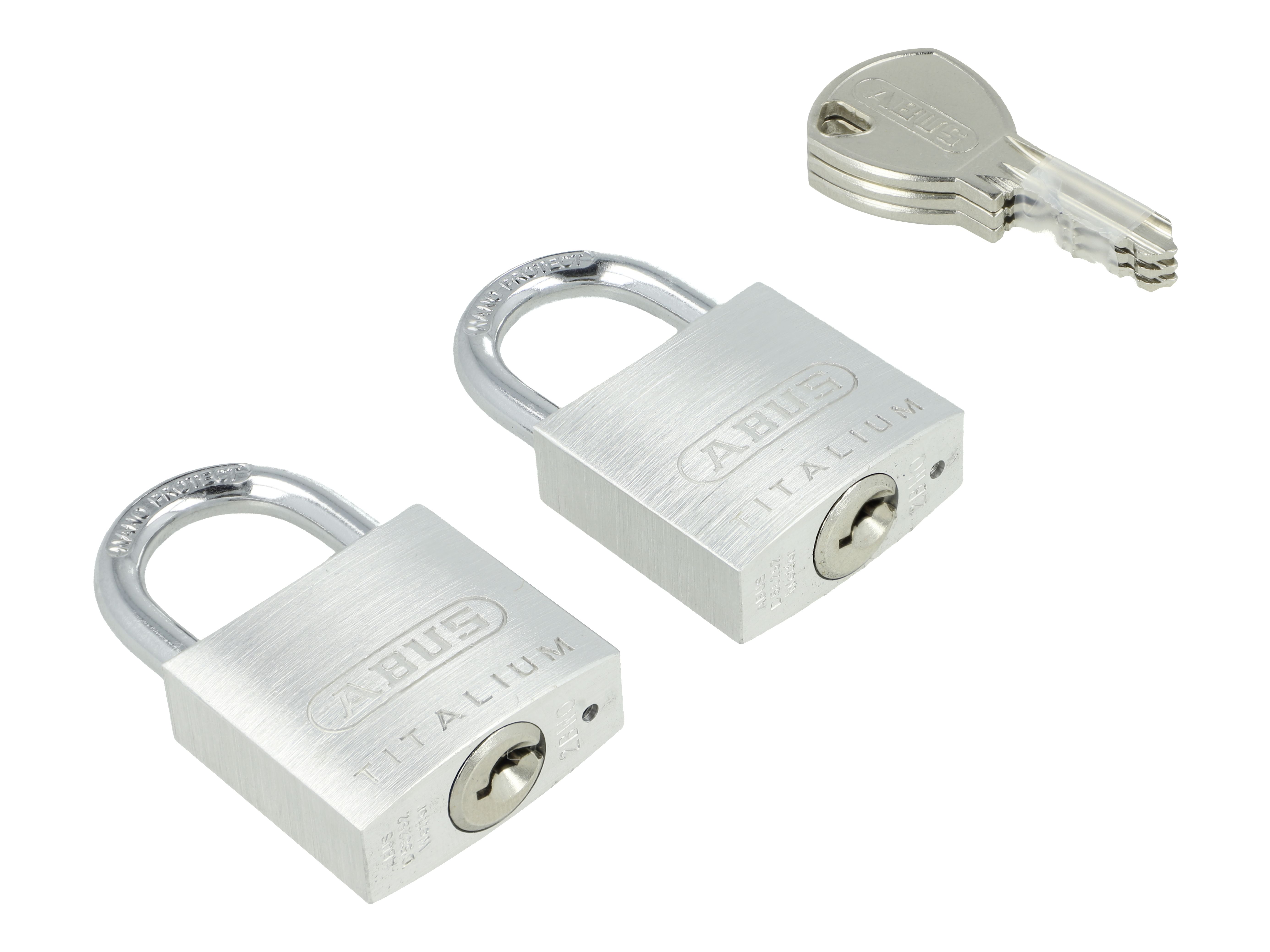 ABUS Vorhangschloss Titalium 64TI/30 2er Pack Torschloss, Spezial-Aluminium, 2er Pack, gehärteter Stahlbügel, ABUS-Sicherheitslevel 4