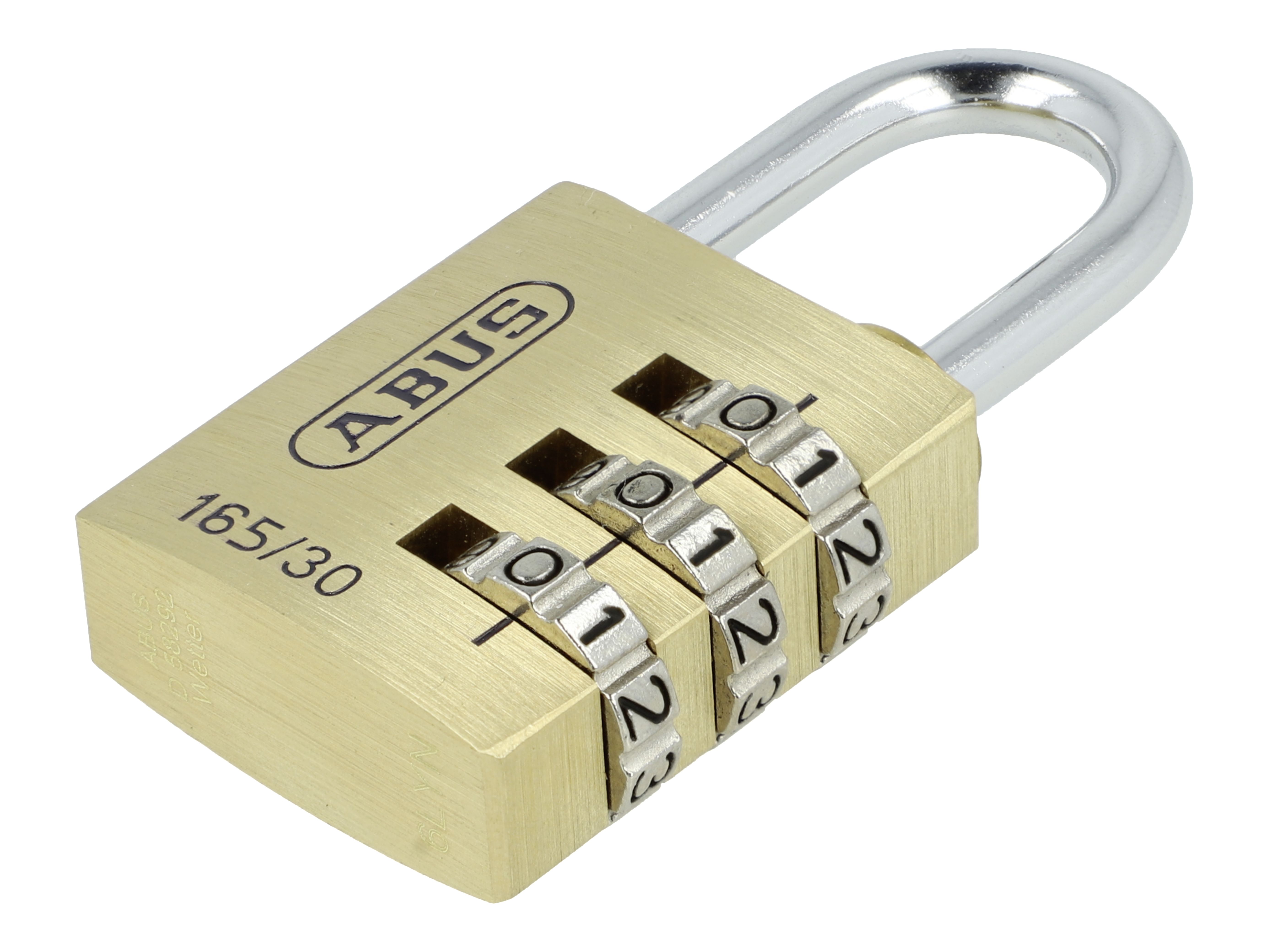 ABUS Zahlenschloss 165/30 Messing-Vorhängeschloss, Zahlencode, Kofferschloss / Spindschloss