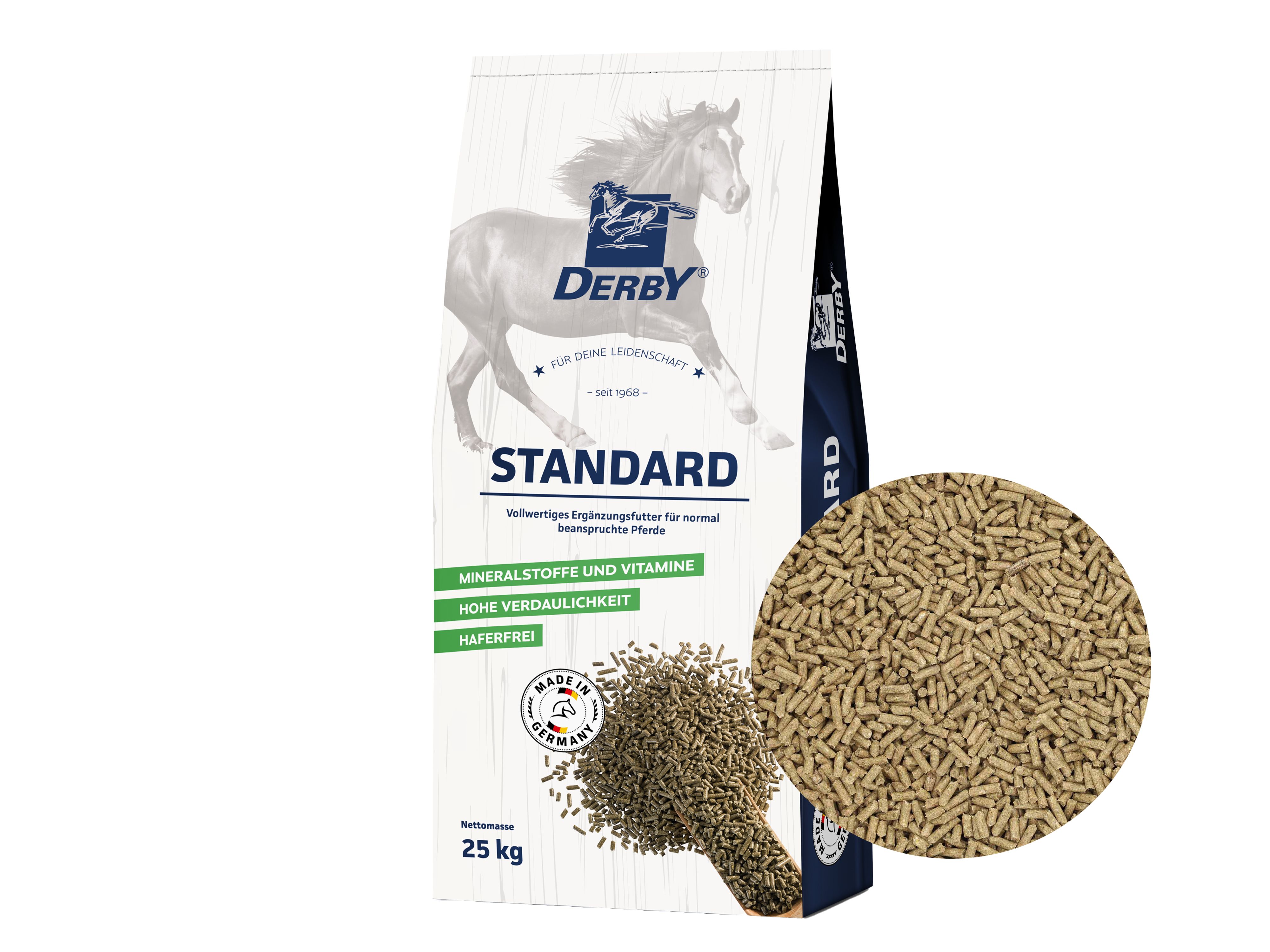 DERBY Standard haferfreies, voll mineralisiertes Pelletfutter 25 kg Sack