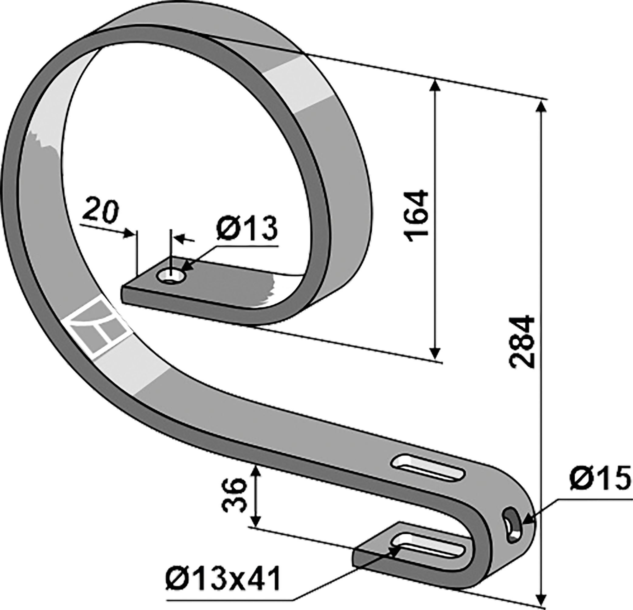 Industriehof Oberfeder 284 x 45 x 12 mm, für Kulturzinken universal, 1.10.1103