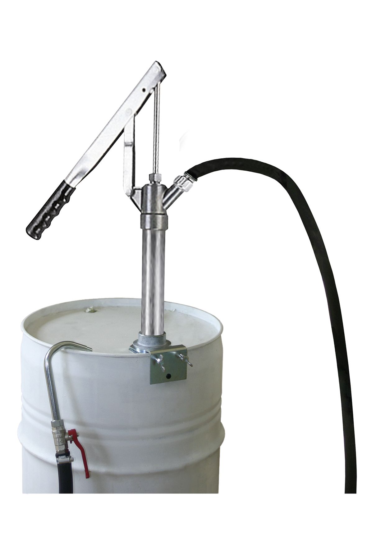 SAMOA Mehrzweckpumpe MZ-02/50 für 50/60 Liter Fässer mit 1,5 m Gummischlauch und Kugelhahn mit Auslaufrohr 09527