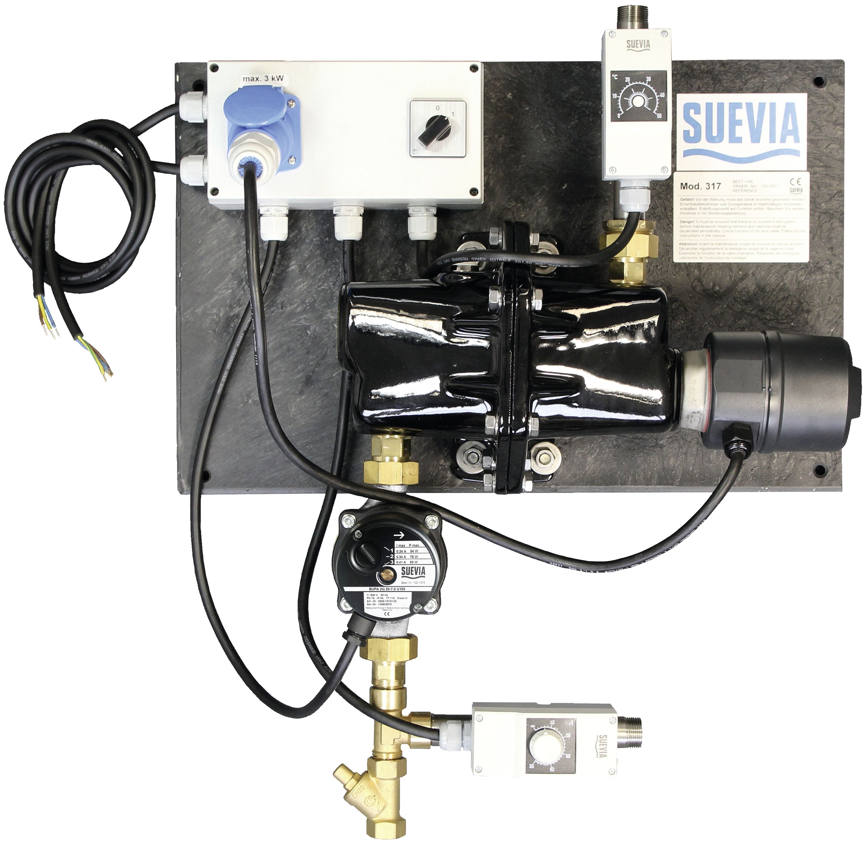 Suevia Zirkulationspumpe "Mod. 317" 230 V Heizleistung 3.000 W, Anschluss 3/4", 101.0317
