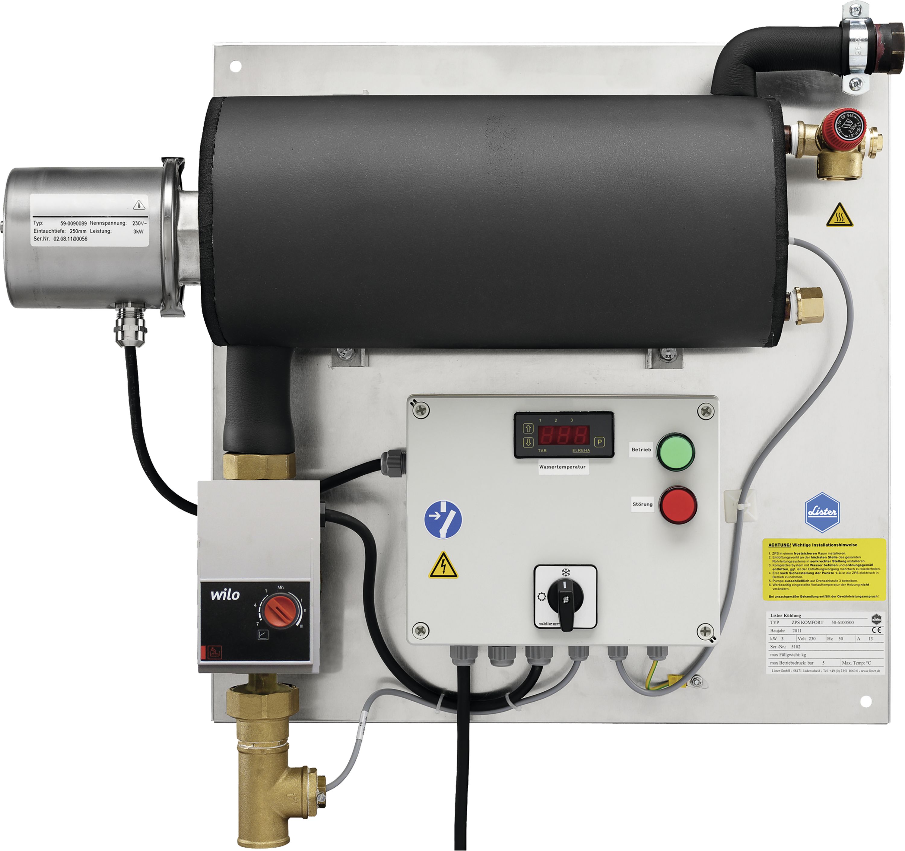 Lister Zirkulationspumpe "Pro Komfort" 230 V Heizleistung 3.000 W, Anschluss 1", 50-6100550