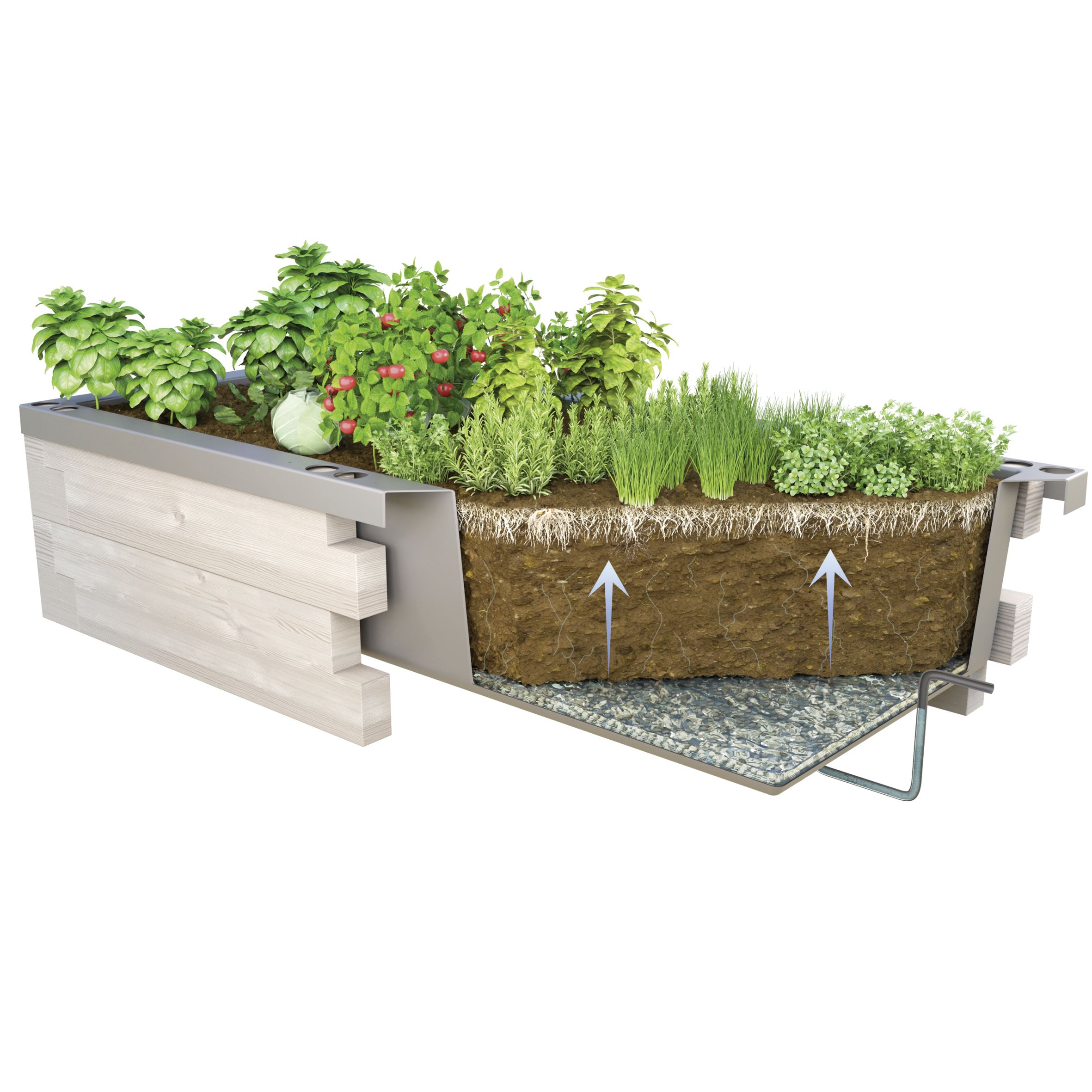 JUWEL Hochbeet 60 x 130 x 41 cm Typ Timber für Balkon und Terrasse nordic wood Füllmenge 125 l