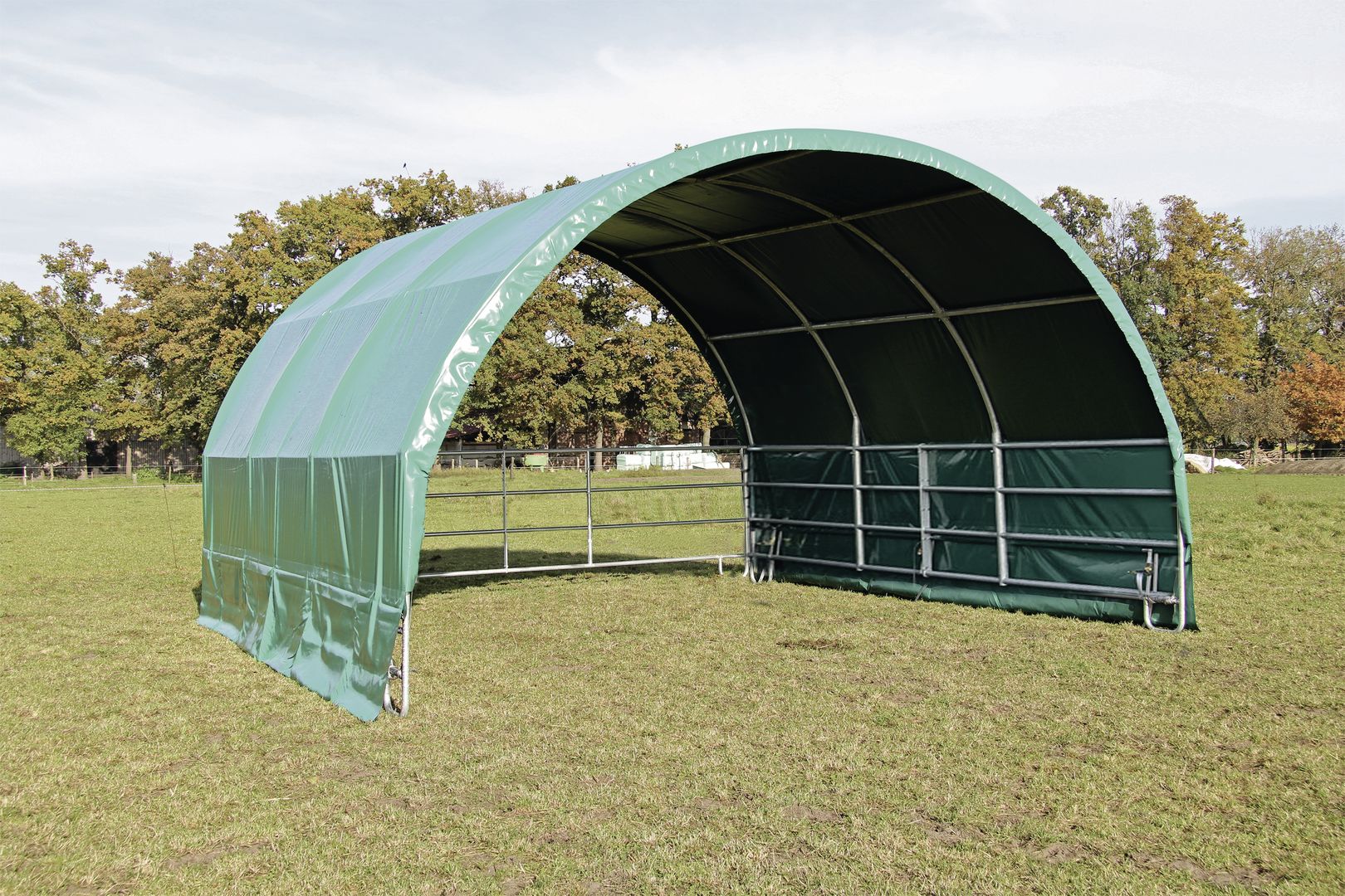 Growi Weidezelt 6,00 x 3,57 x 6,00 m für Pferde, mit 3 Panels, 990405