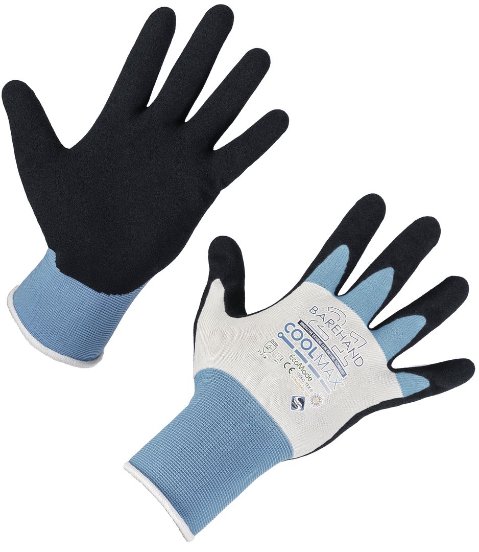 Keron Handschuhe "Thinkgreen Barehand Cool" Gr. 7 (S), Polyester-Feinstrick (21 Gauge), gesandet; nitrilbeschichtet; Sanitized Actifresh Beschichtung,